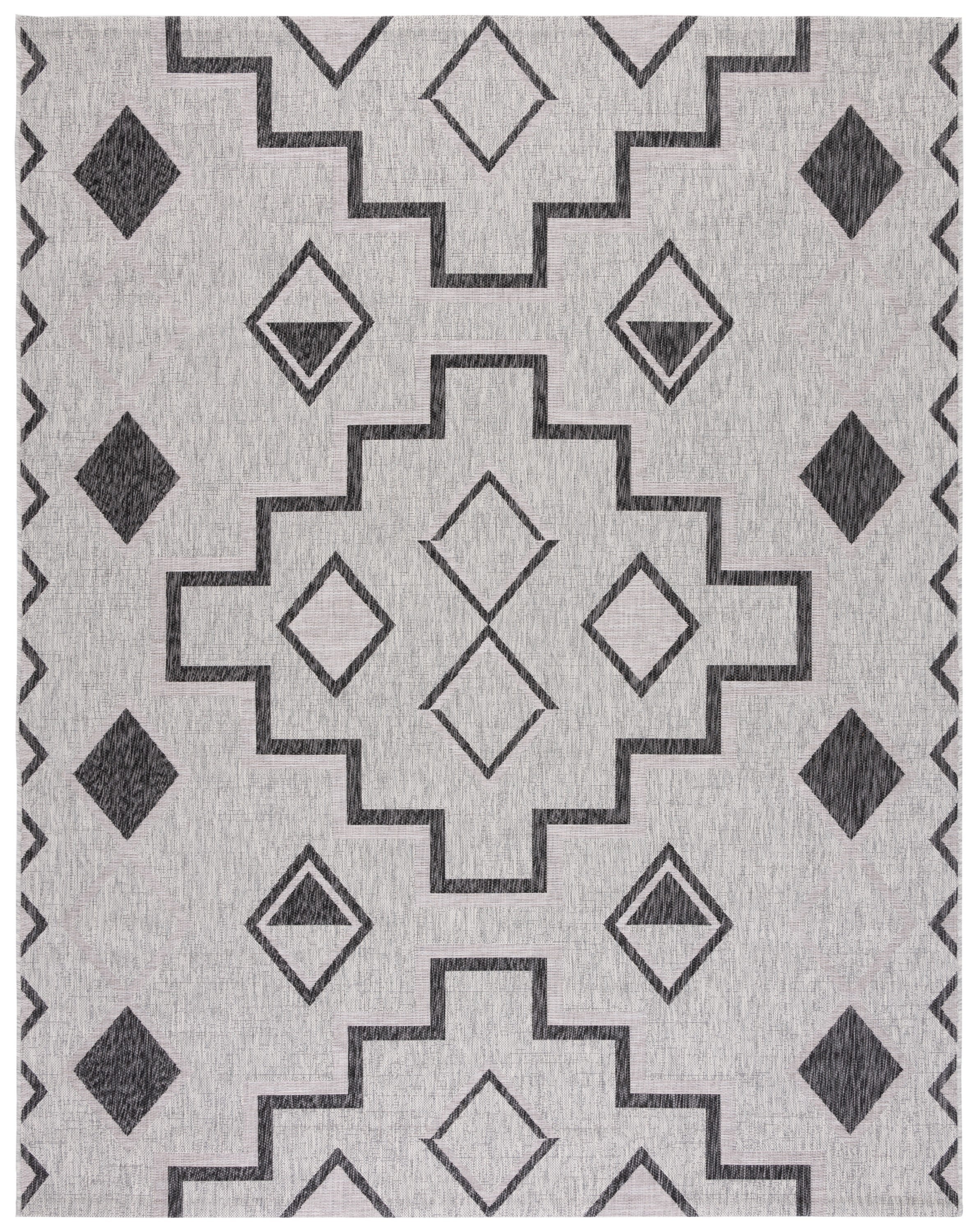 Gray and Black Geometric Indoor/Outdoor Area Rug