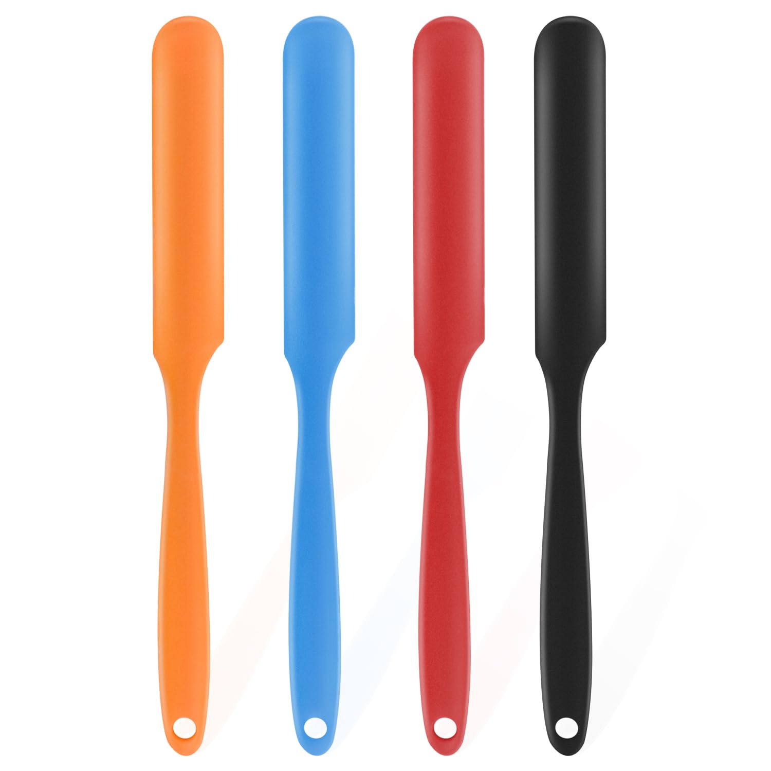 DHMHD 4 Piece Silicone Jar Spatula Set Long Handle Nonstick Tool for Peanut Butter Jam Cake Decorating Batter Mixing Blade Flexible Baking #LDH0821X450
