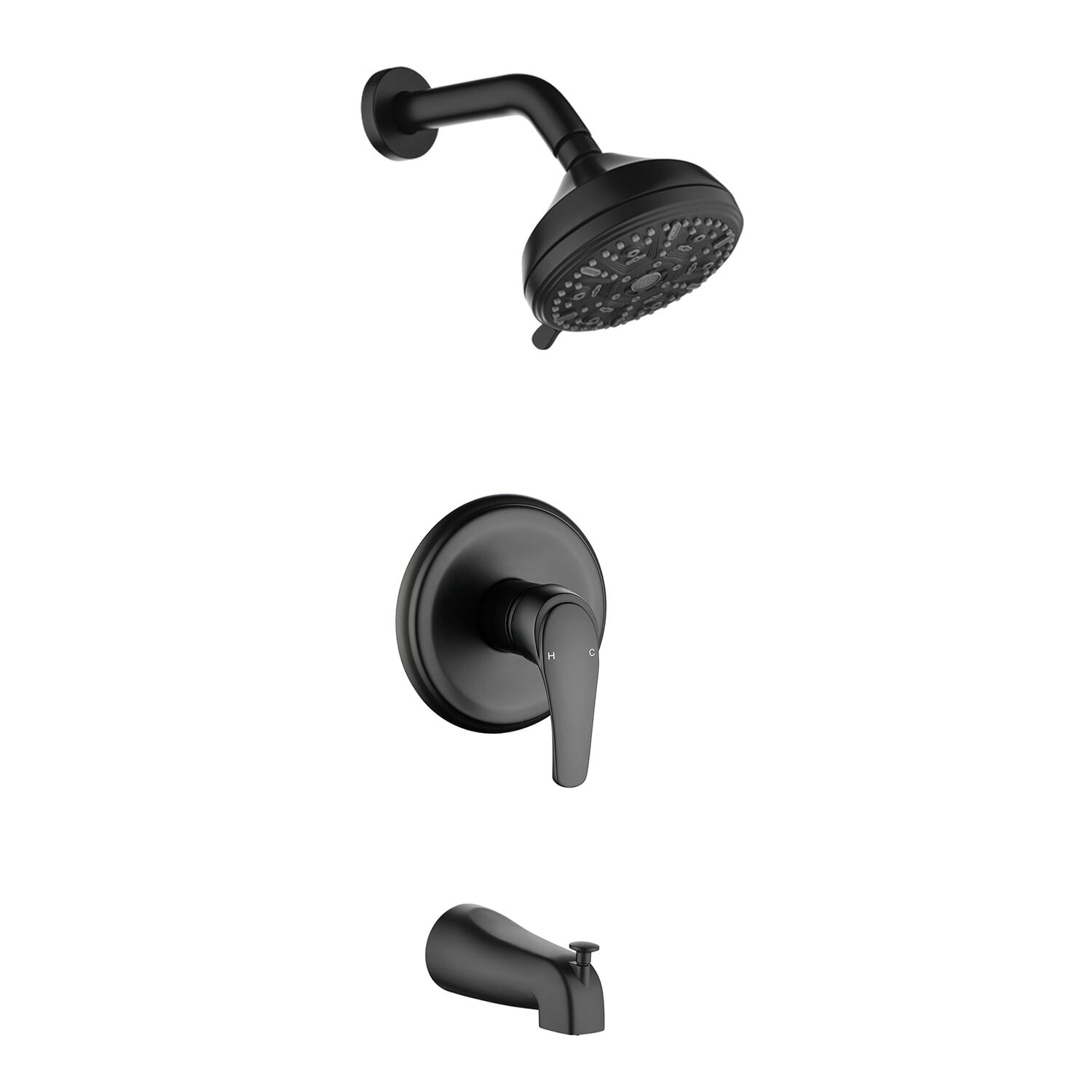 Vanityfus - 5-in Wall-mounted Shower Faucet 10-spray ABS Shower Head with Lift Diverter Tub Spout...
