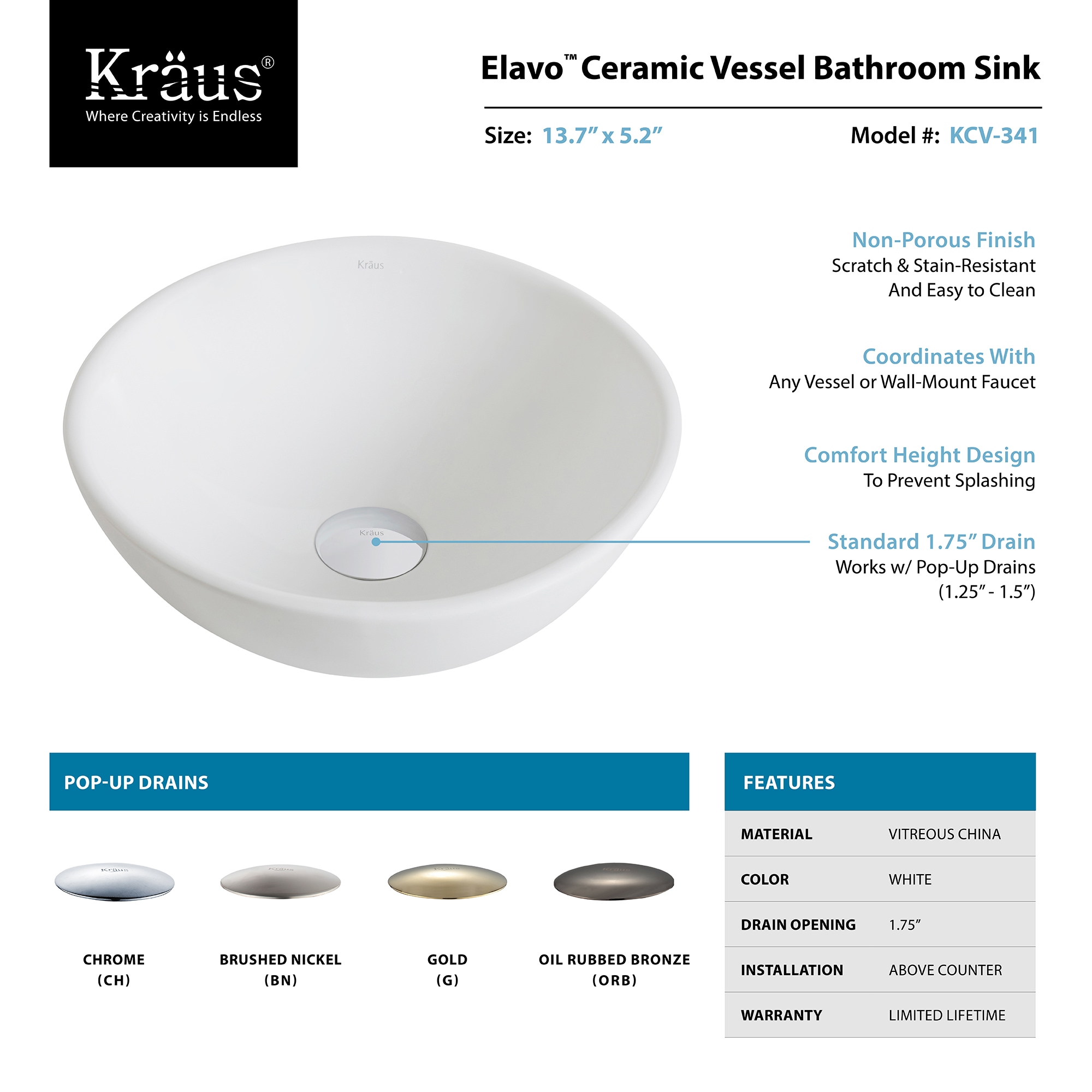 Kraus KCV-341-BN Bath-Sink - View #3