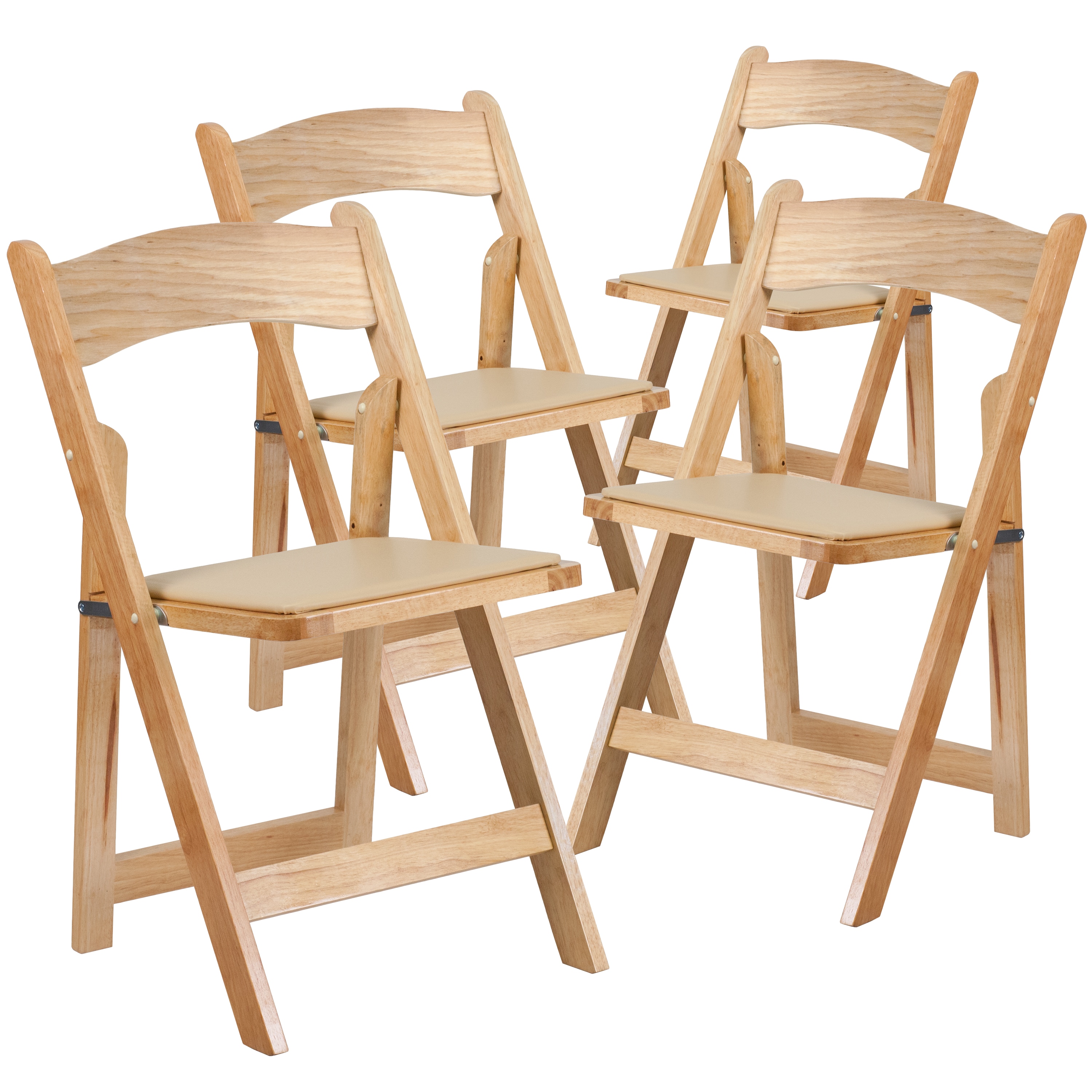 Flash Furniture 812581019612 4 -Pack Natural Commercial/Residential Standard Folding Chair with Upholstered Seat ( Indoor )