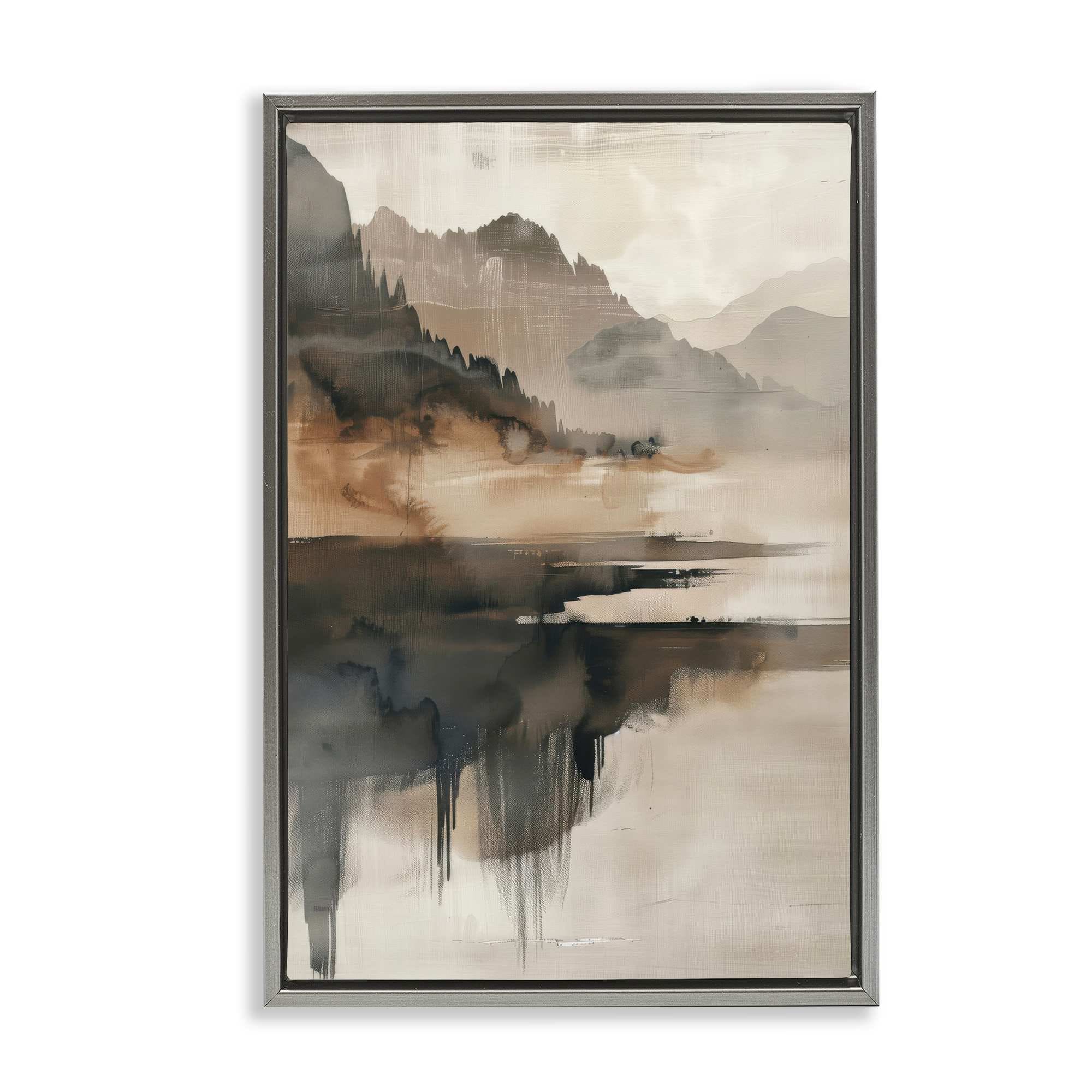 Stupell Industries BT-858-FFL-20X30 Layered Opaque Mountain Reflection Floating Frame design by LSR Creative Studio