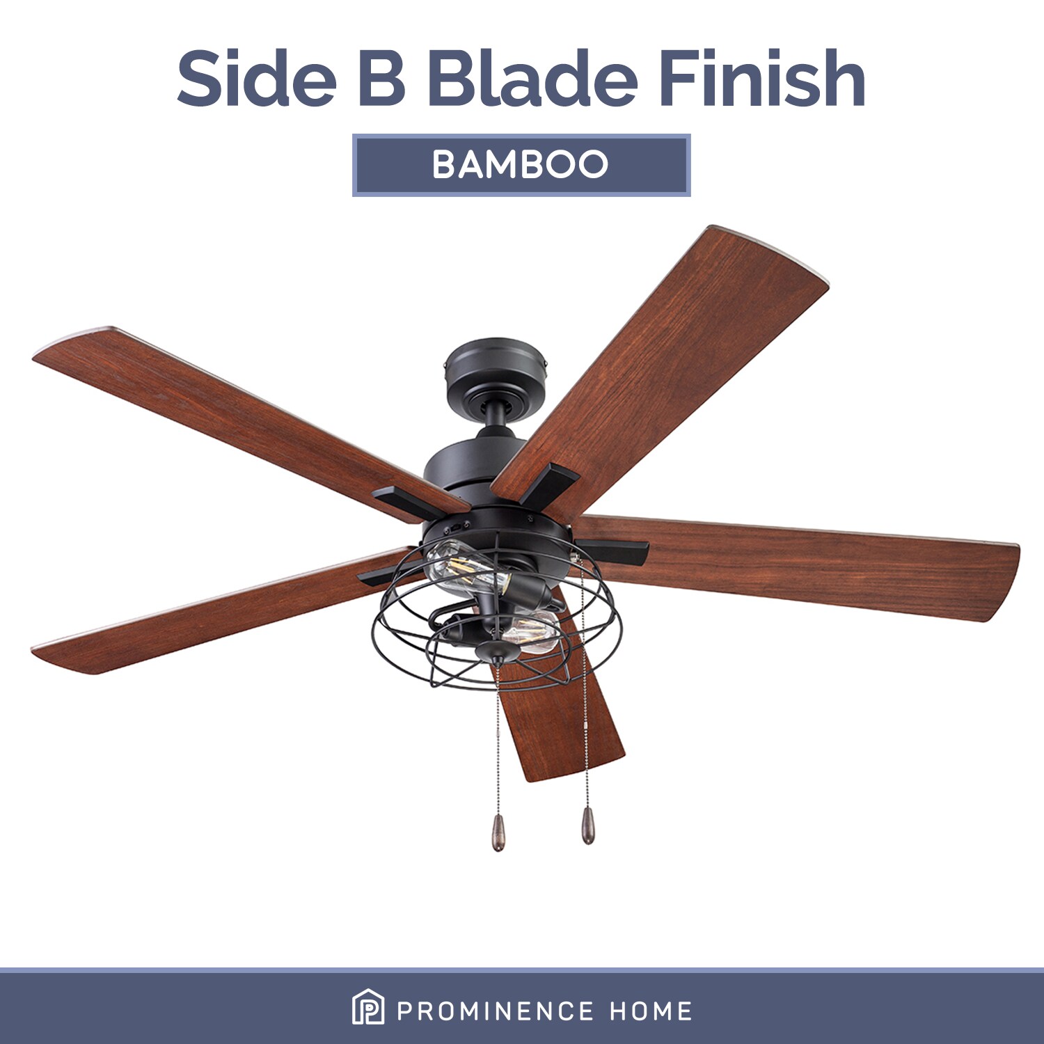 Marshall 52" Matte Black Industrial Ceiling Fan with Gray Oak Blades