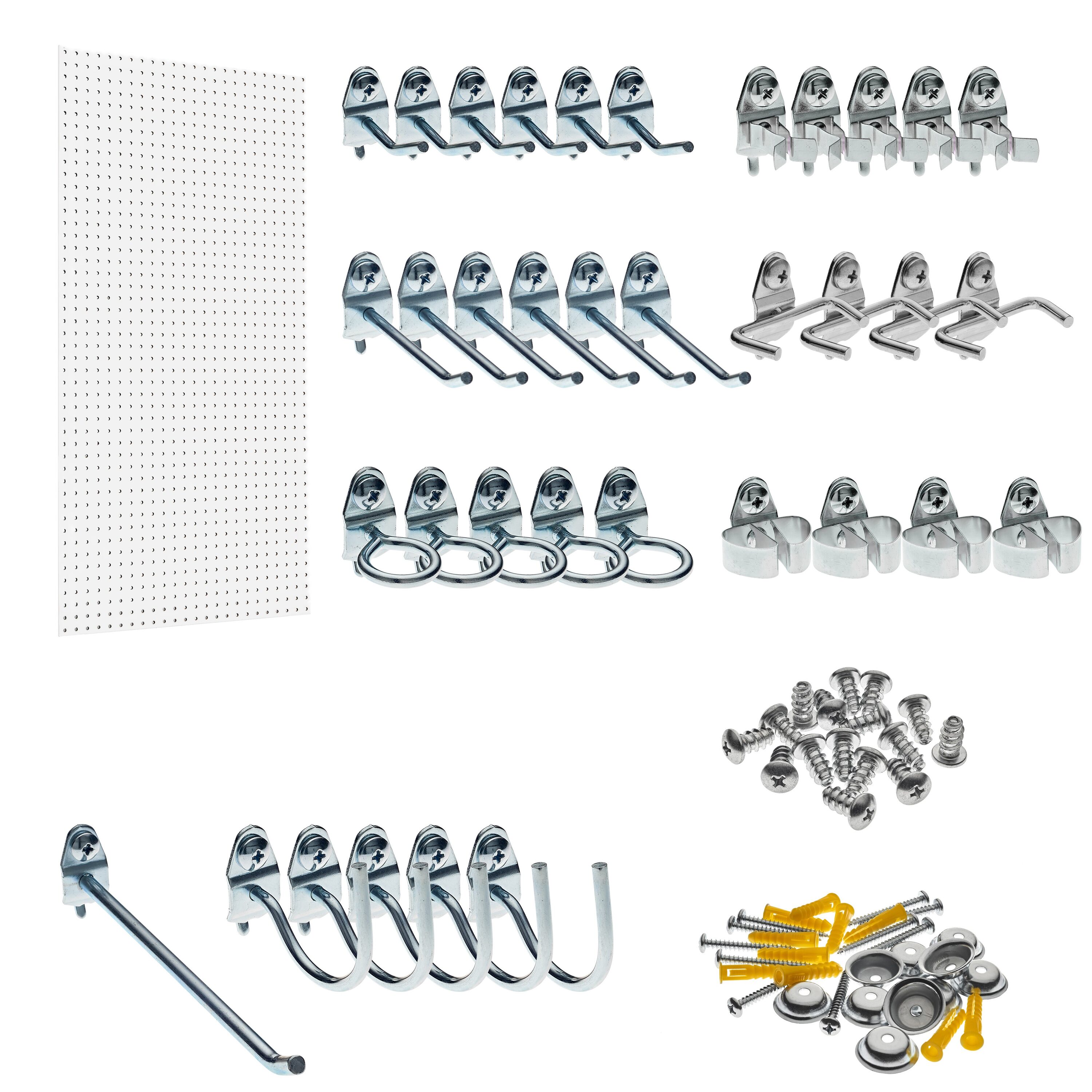 Triton Products DB-36WH-KIT 37 -Piece Polypropylene Pegboard kit in White 24-in W x 48-in H