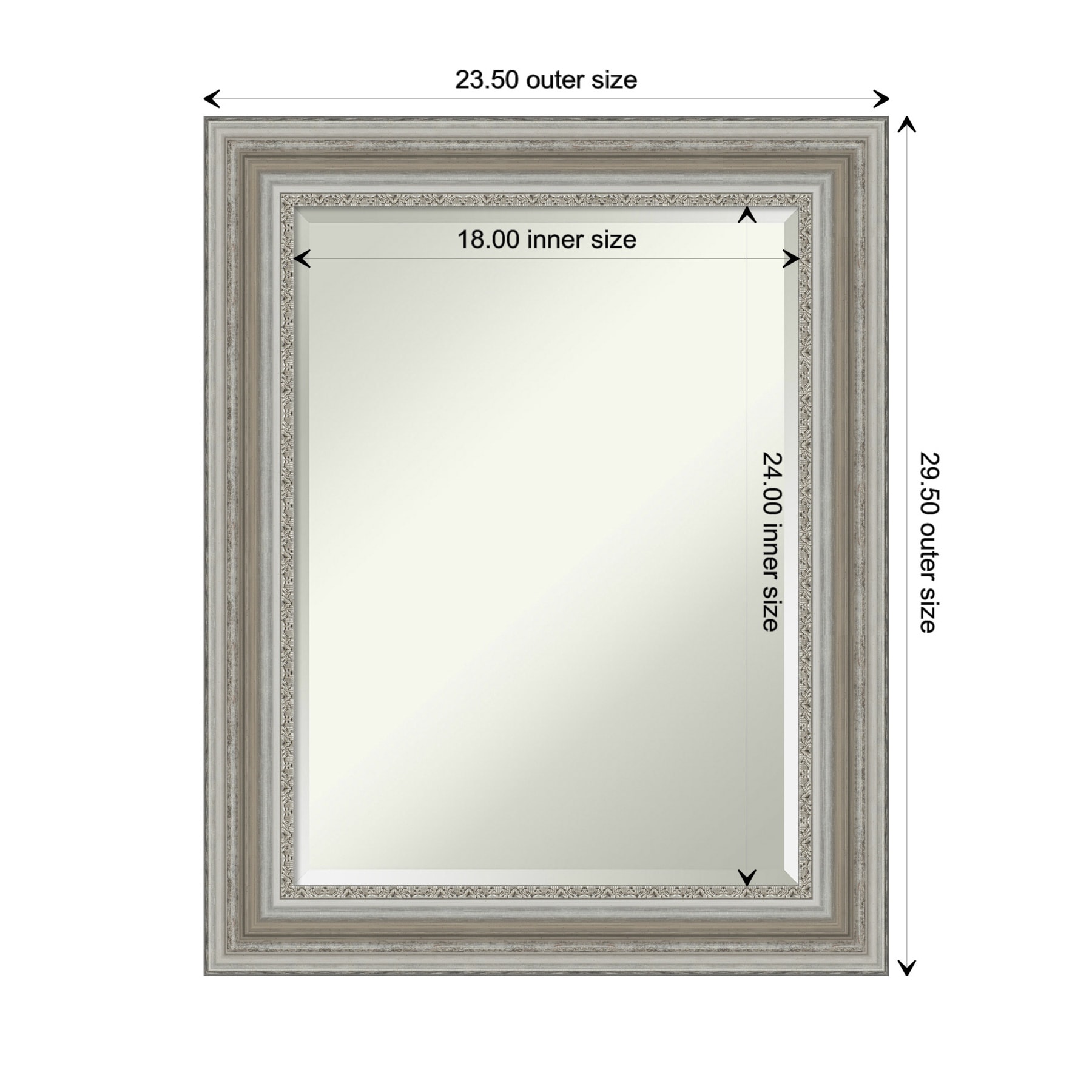 Parlor Silver Rectangular Beveled Bathroom Vanity Mirror
