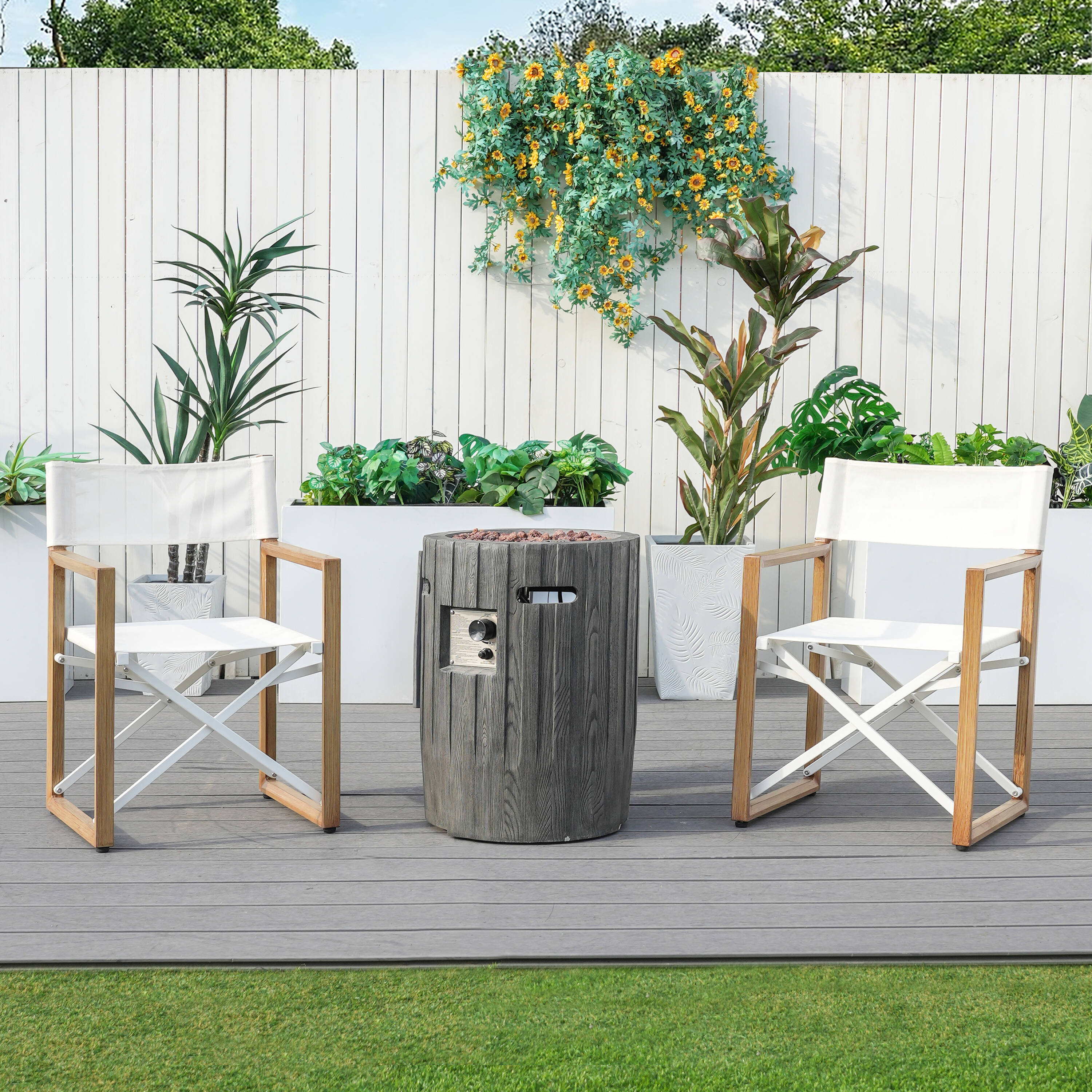Direct Wicker DWG-22508BR&2351G 3 -Piece Patio Conversation Set with White