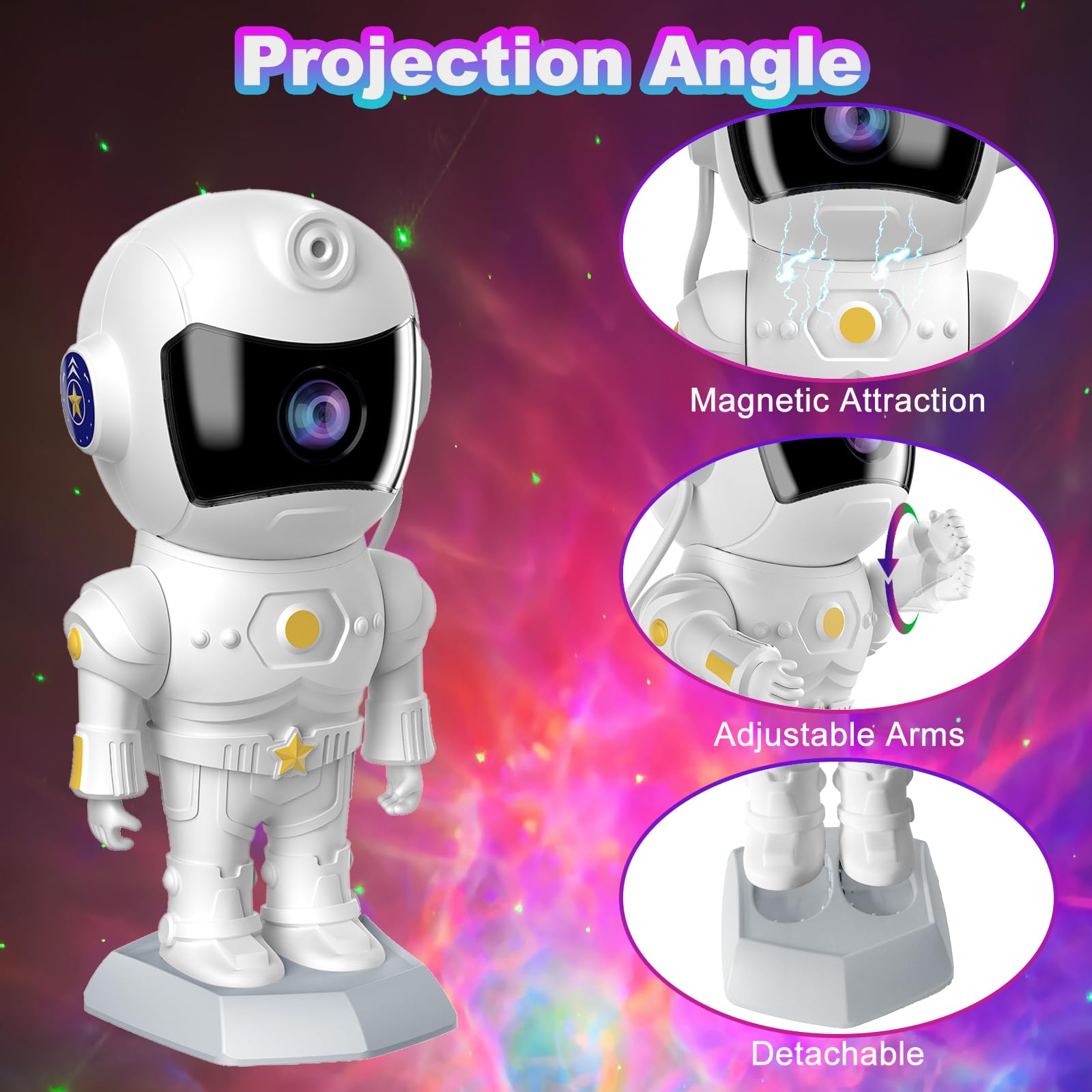 Etokfoks Large Plastic Astronaut Galaxy Star Projector Night Light with ...