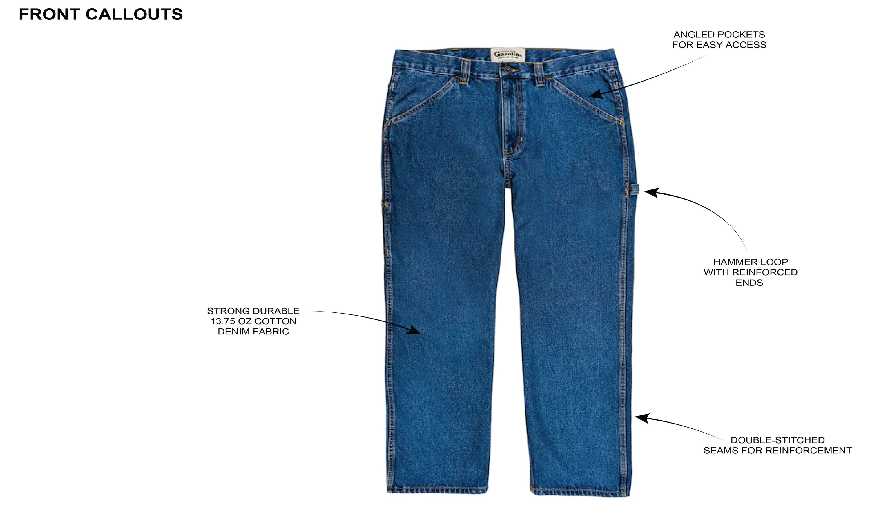 Gasoline Men's Medium Wash Denim Work Pants (34 X 30) in the Pants  department at