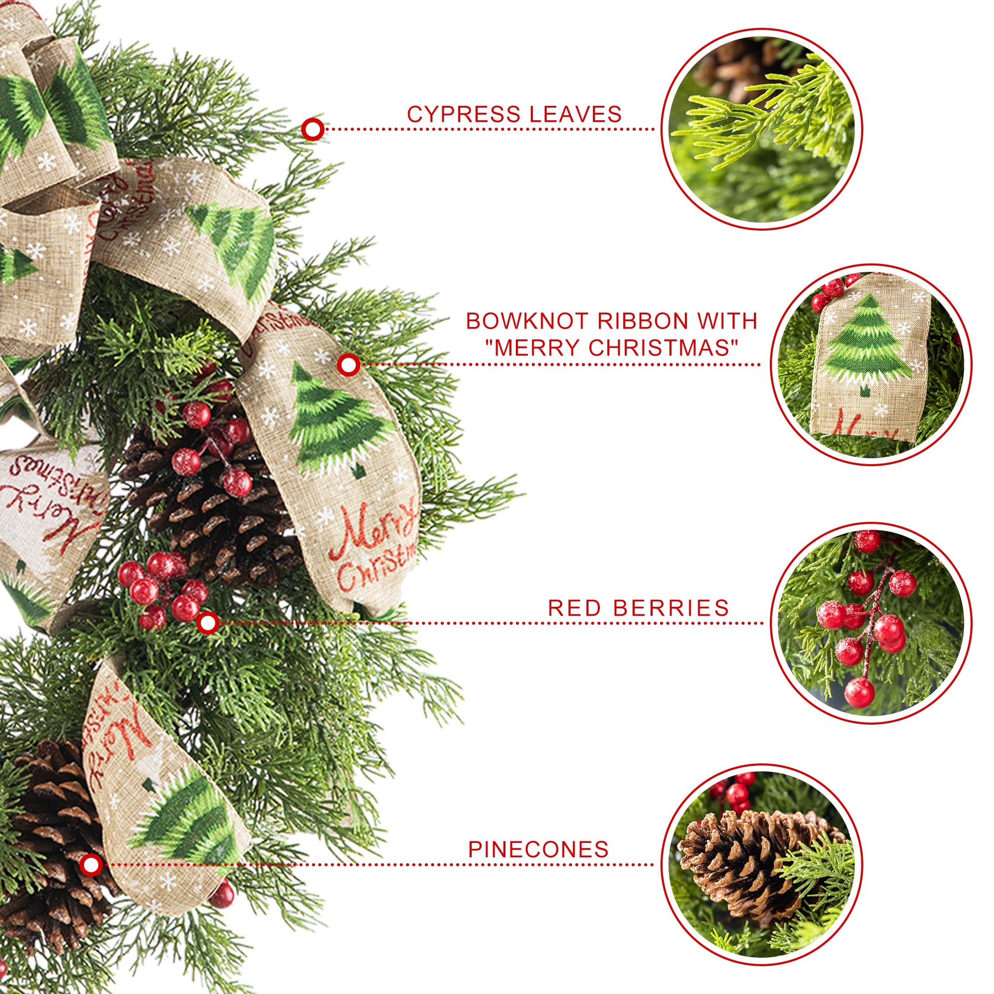 Glitzhome 24-in Indoor Green Pinecones Artificial Christmas Wreath in the  Artificial Christmas Wreaths department at