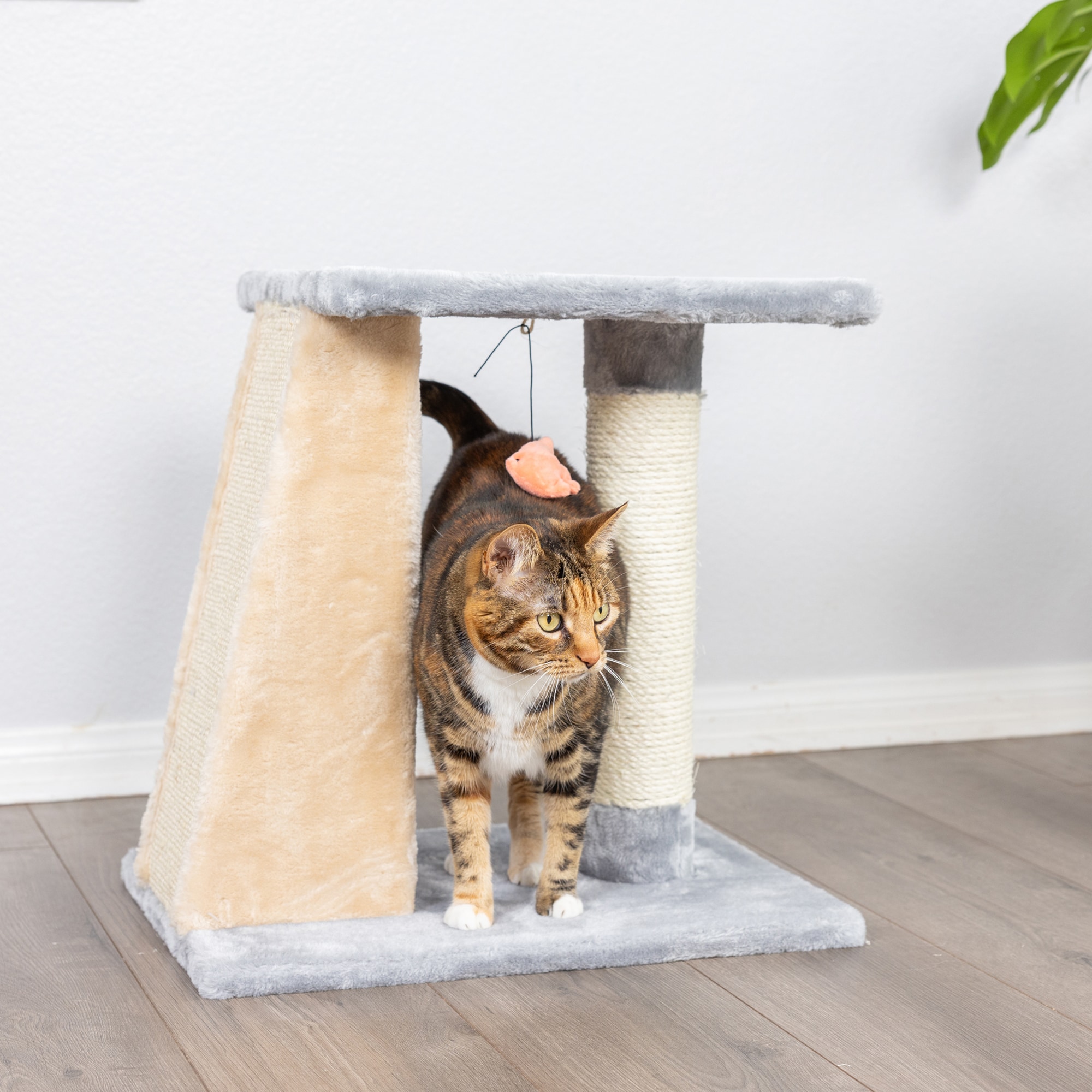 Gray and Beige Sisal Carpet Two-Level Cat Scratcher