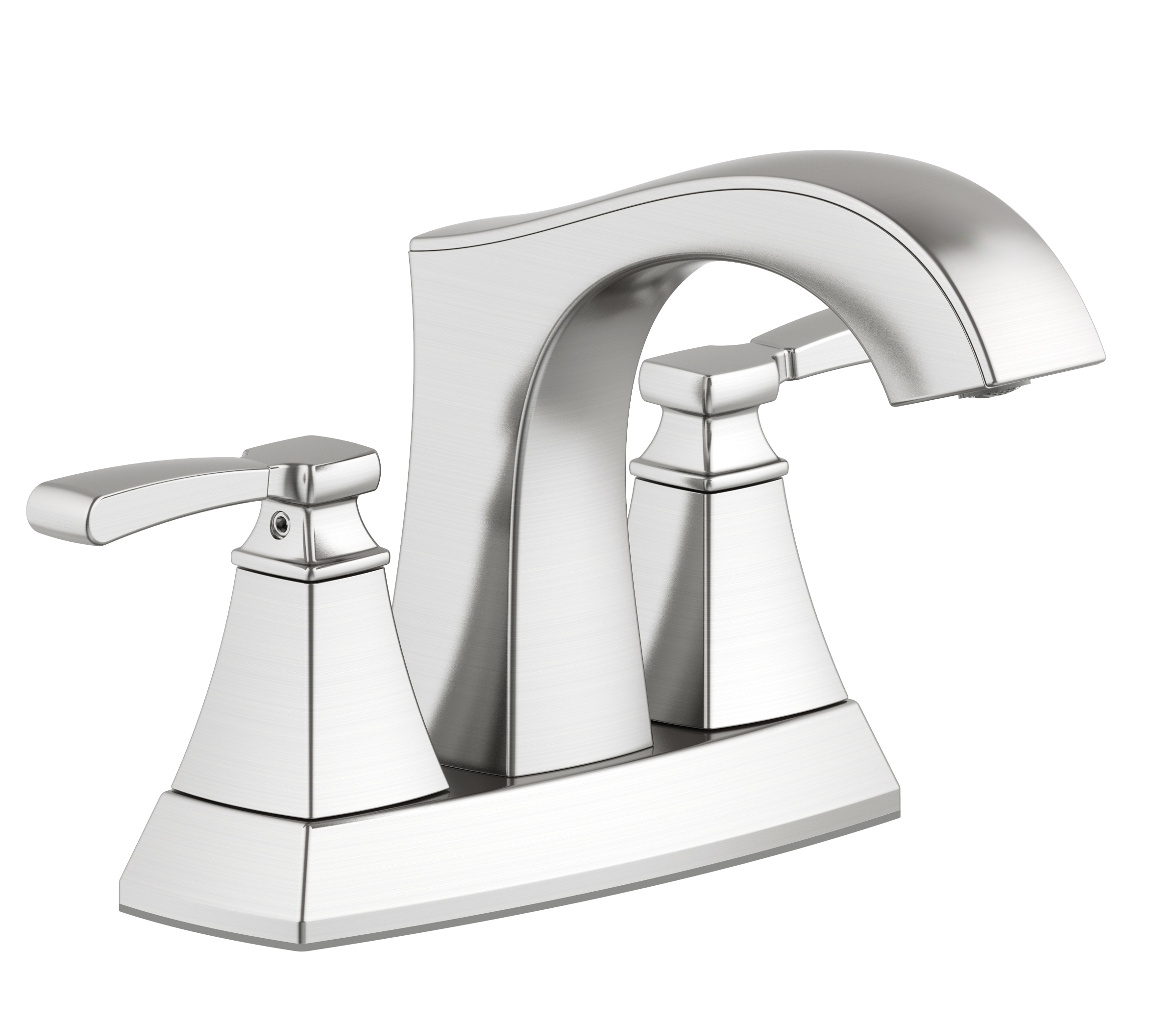 allen + roth Chesler Brushed Nickel 4-in centerset 2-handle WaterSense  Bathroom Sink Faucet with Drain and Deck Plate (4.24-in) in the Bathroom  Sink Faucets department at
