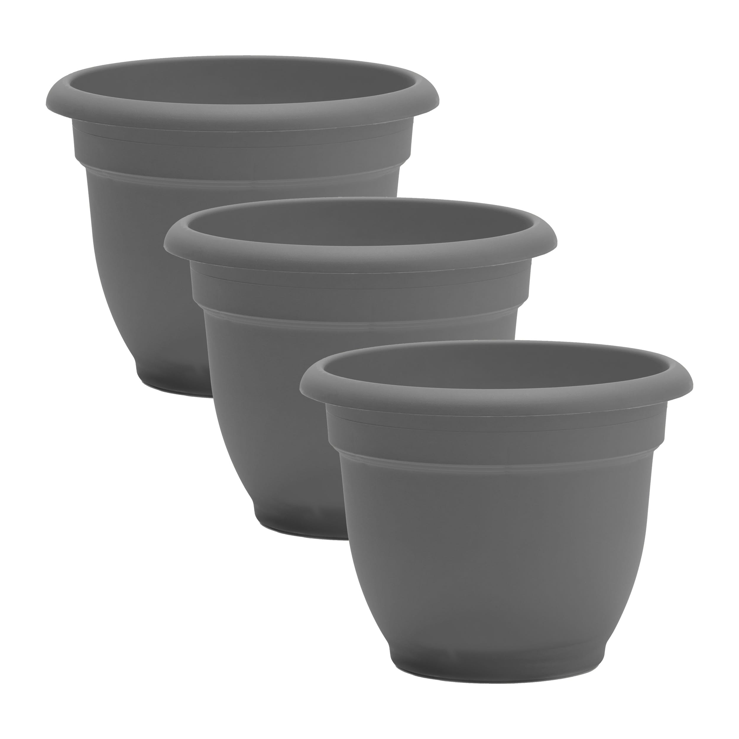 Bloem DCB-APMIX22 3 -Pack Round 13.0-in W x 10.25-in H x 13-in D Gray Plastic Indoor/Outdoor with Self Watering Planter