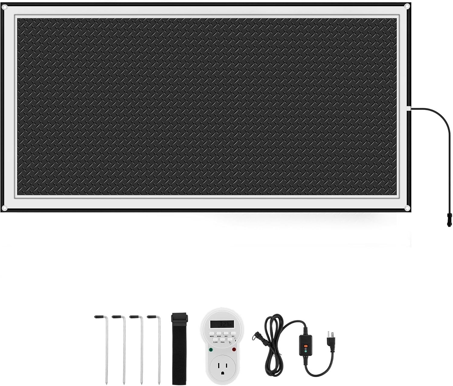 Silvel KF100253-06 Snow Melting Mats Outdoor 40''×60'' Ice Snow Melting Mats for Winter Entrances No-Slip Heated Outdoor Mats with Outlet Timer and Reflective Strip for Stairs Walkways Doorway Sidewalk 1PC
