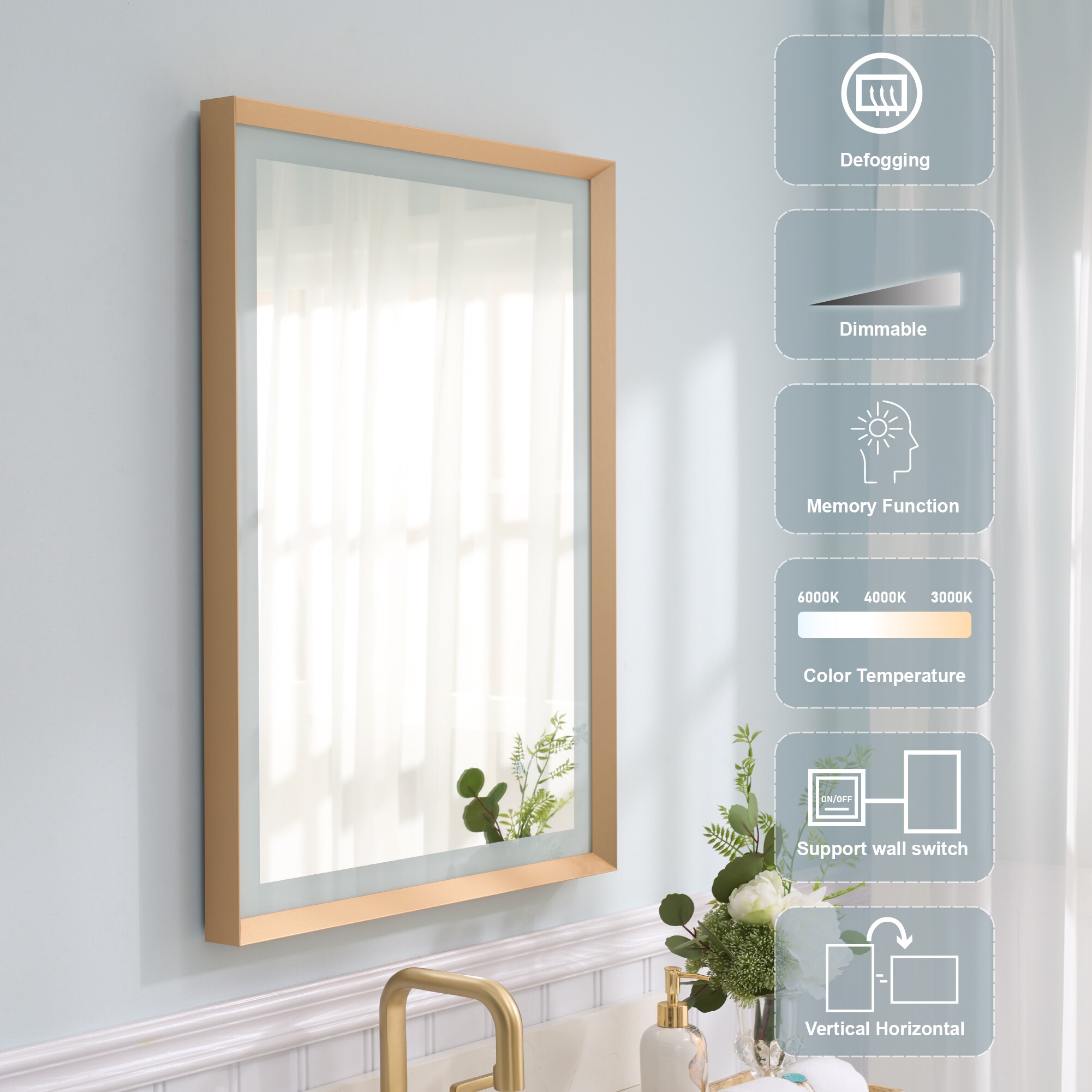 WELLFOR W6FM2432BG Framed-Bath-Mirrors - View #8