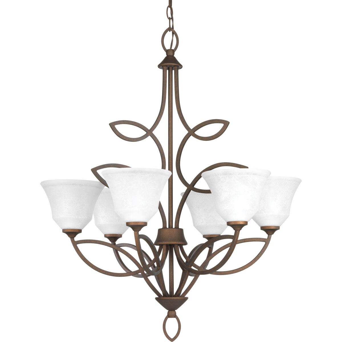 Progress Lighting P4737-102 Monogram 6-Light Roasted Java Transitional Chandelier