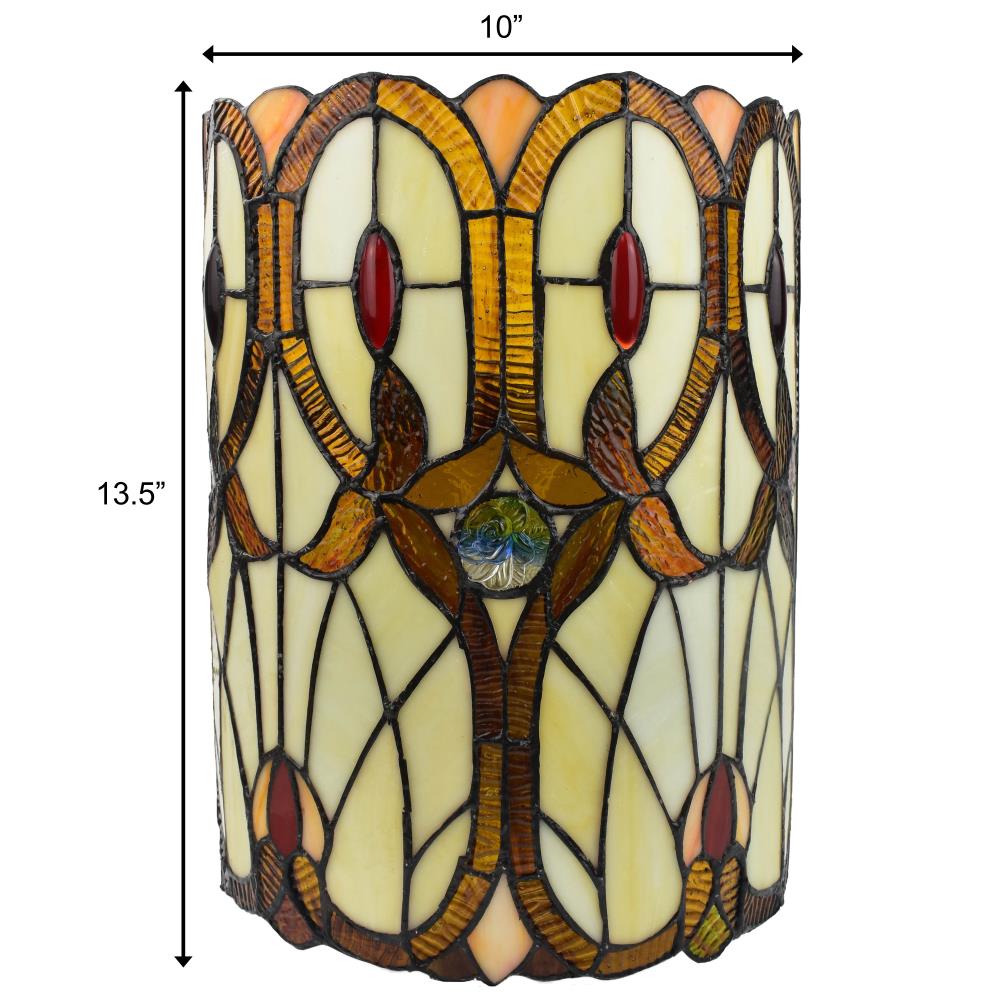 Antique Bronze Tiffany Style Stained Glass Wall Sconce