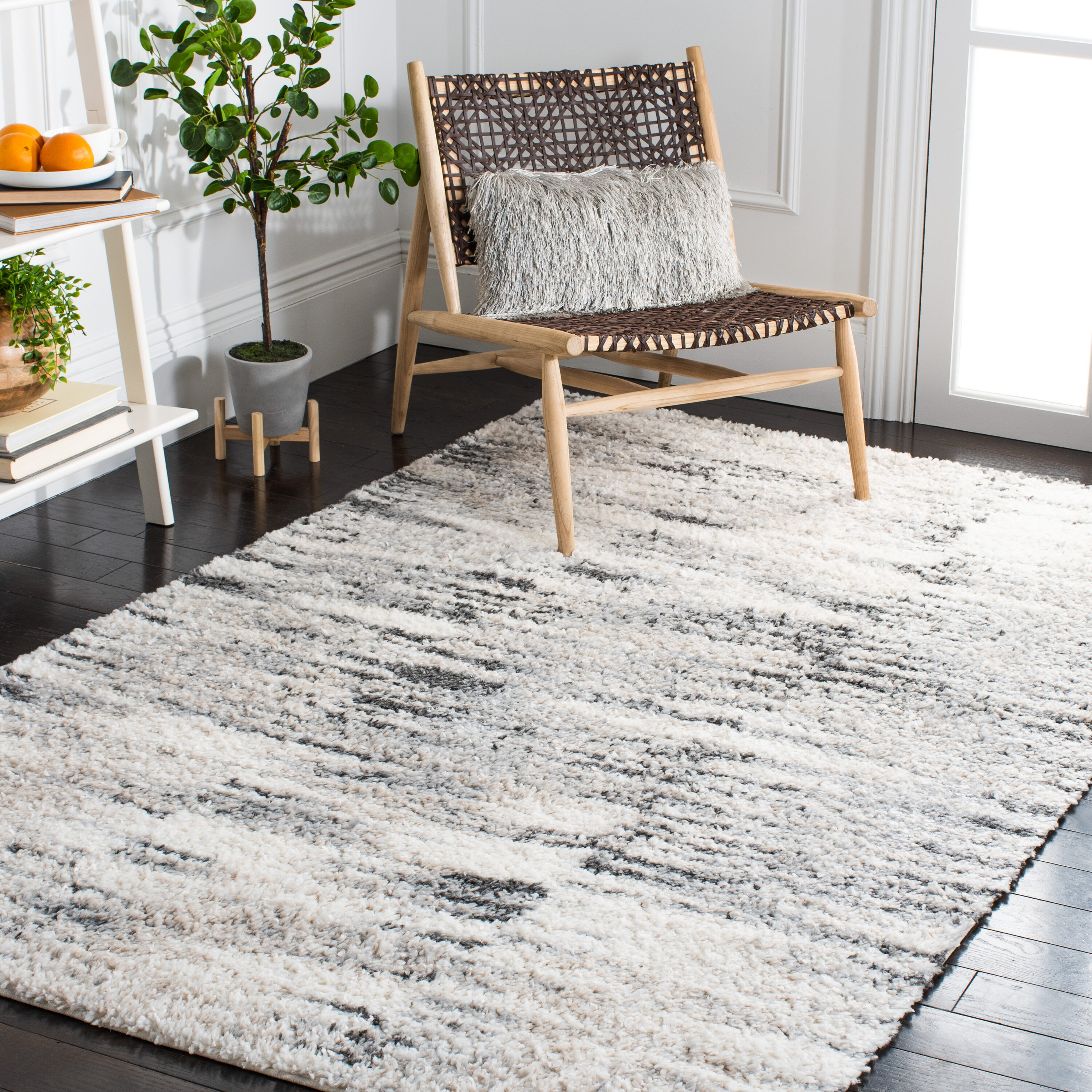 Berber Shag 404F Grey Ivory 5ft-5in x 7ft-7in Medium Rectangle Rug