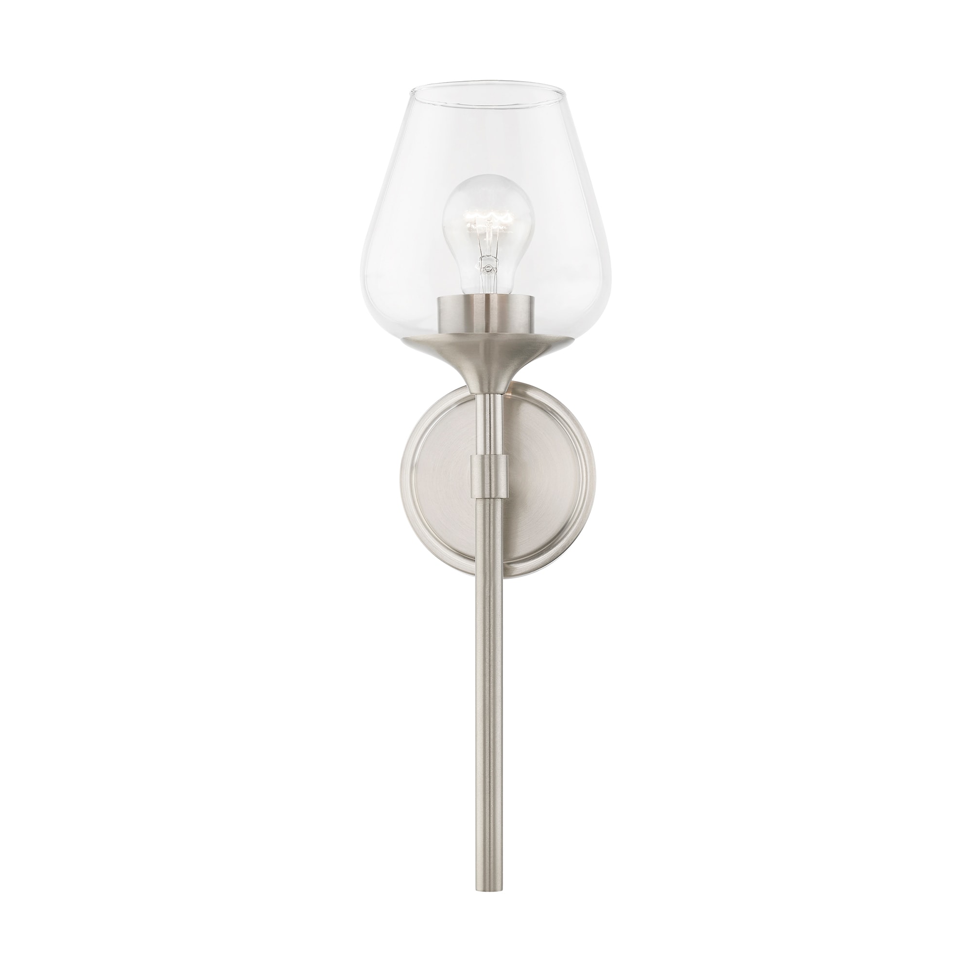 Brushed Nickel Vanity Sconce with Clear Glass Shade