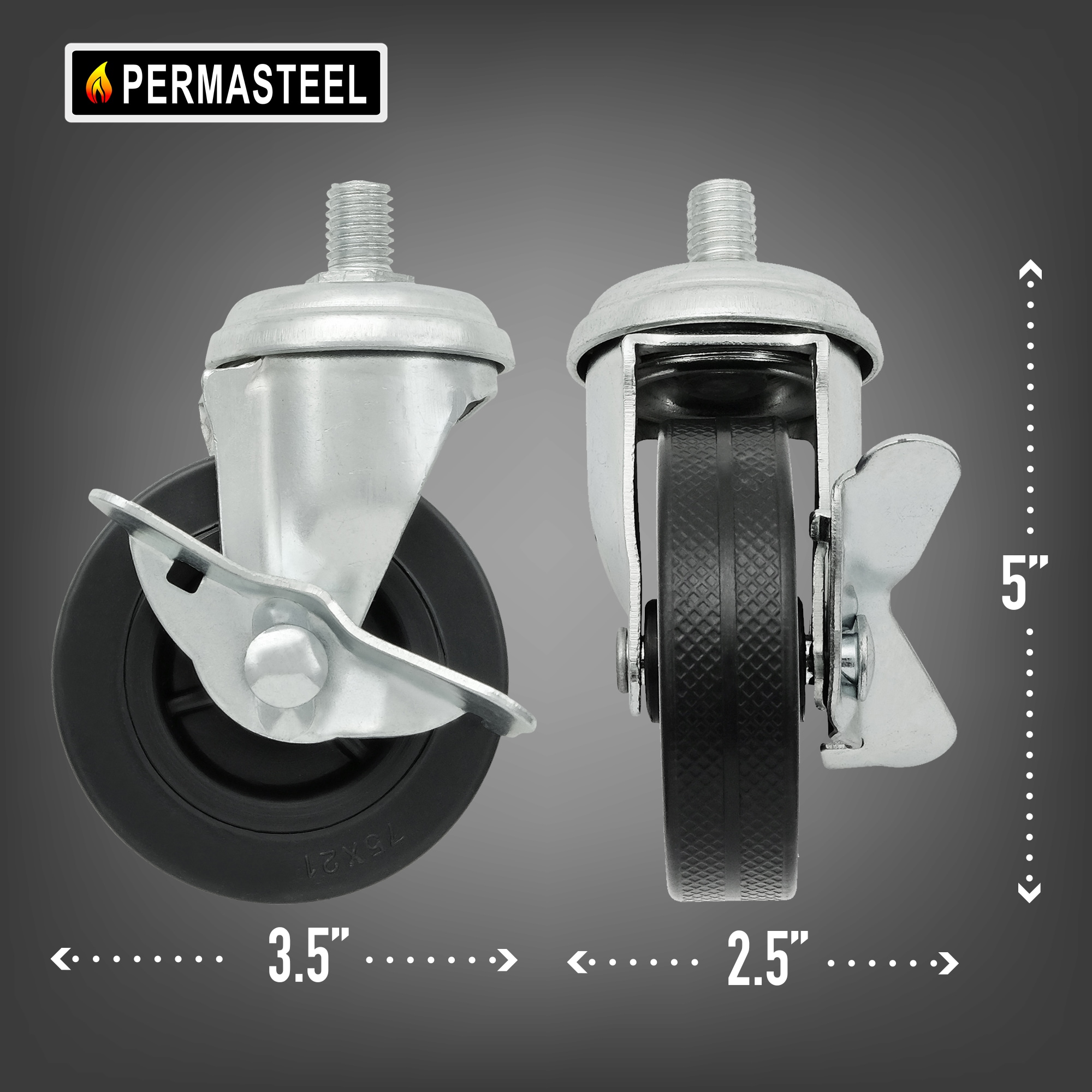 Permasteel PP-20005-AL casters - View #2