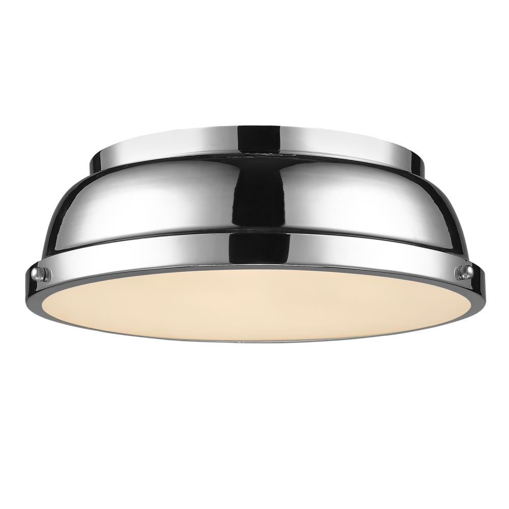 Golden Lighting 3602-14 CH-CH Duncan 2 -Light 14-in Polished Chrome Flush Mount Light