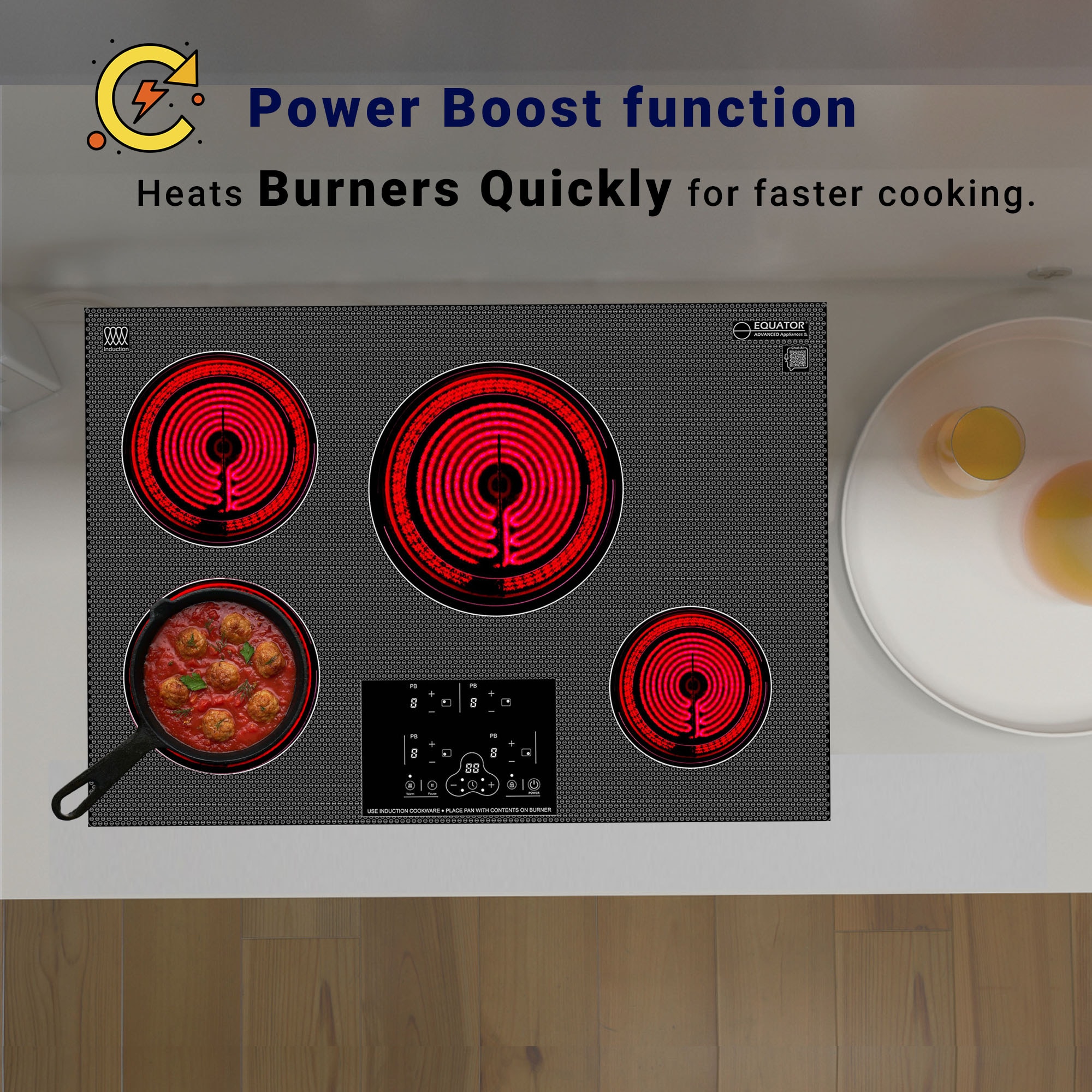 Equator 30" Black Ceramic 4 Burner Induction Cooktop