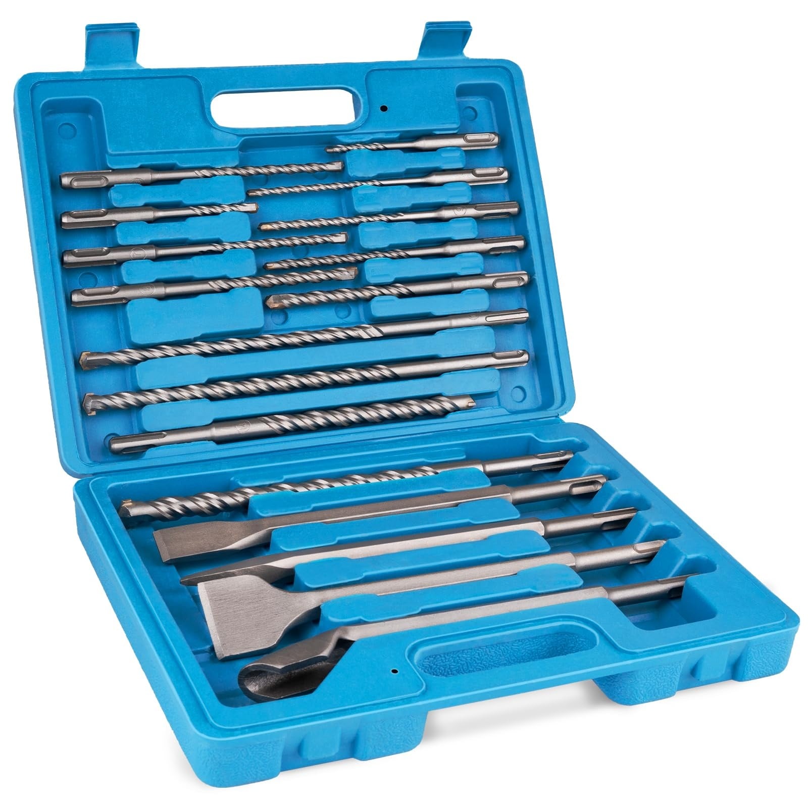 Etokfoks  17 Piece SDS Plus Concrete Masonry Drill Bit and Chisel Set with Carbide Tips U Flute Case for Stone Brick