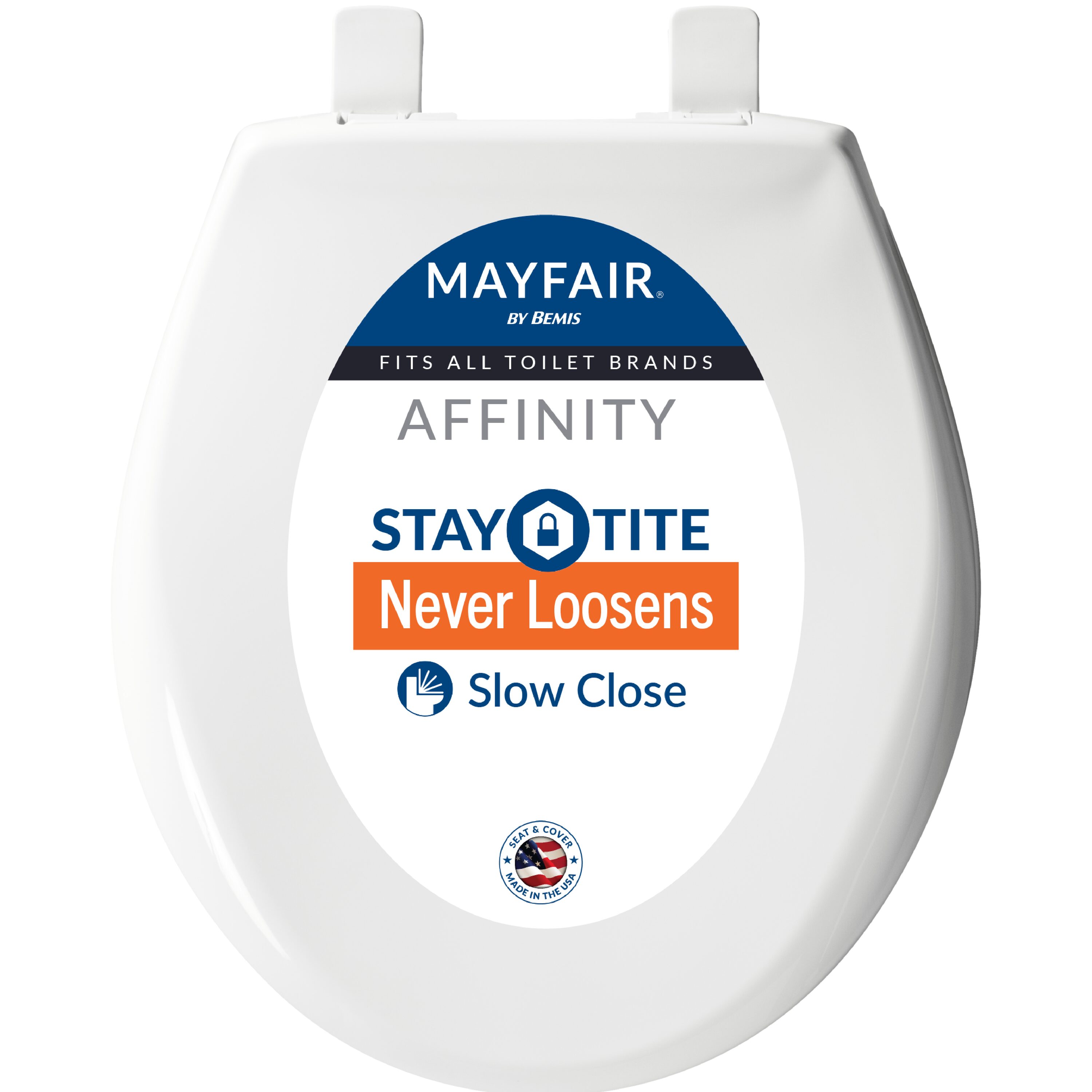 Mayfair by Bemis - Affinity Plastic White Round Soft Close Toilet Seat