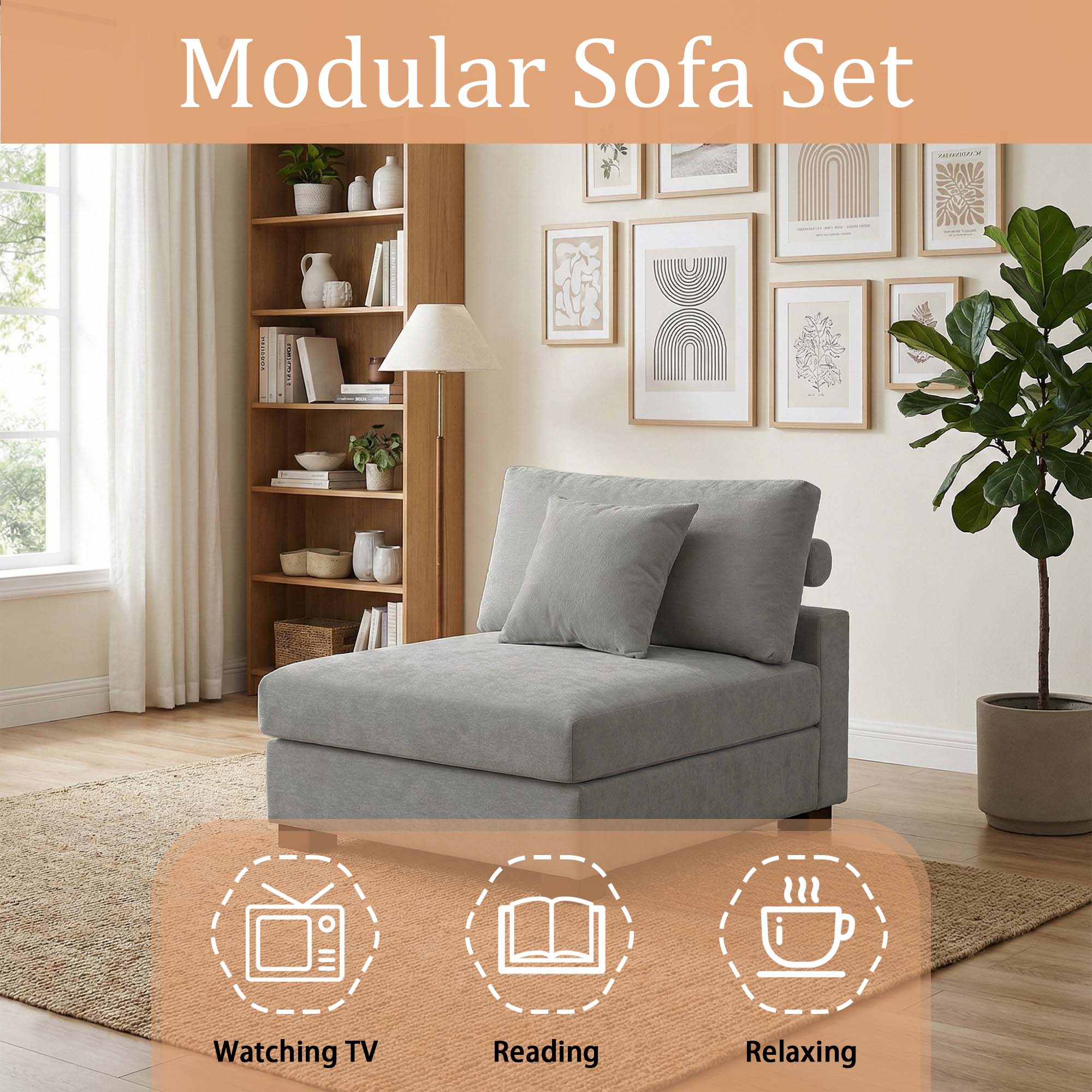 Dreamsidea LS-CS07-C-GRA-AL Sofas-Loveseats - View #6