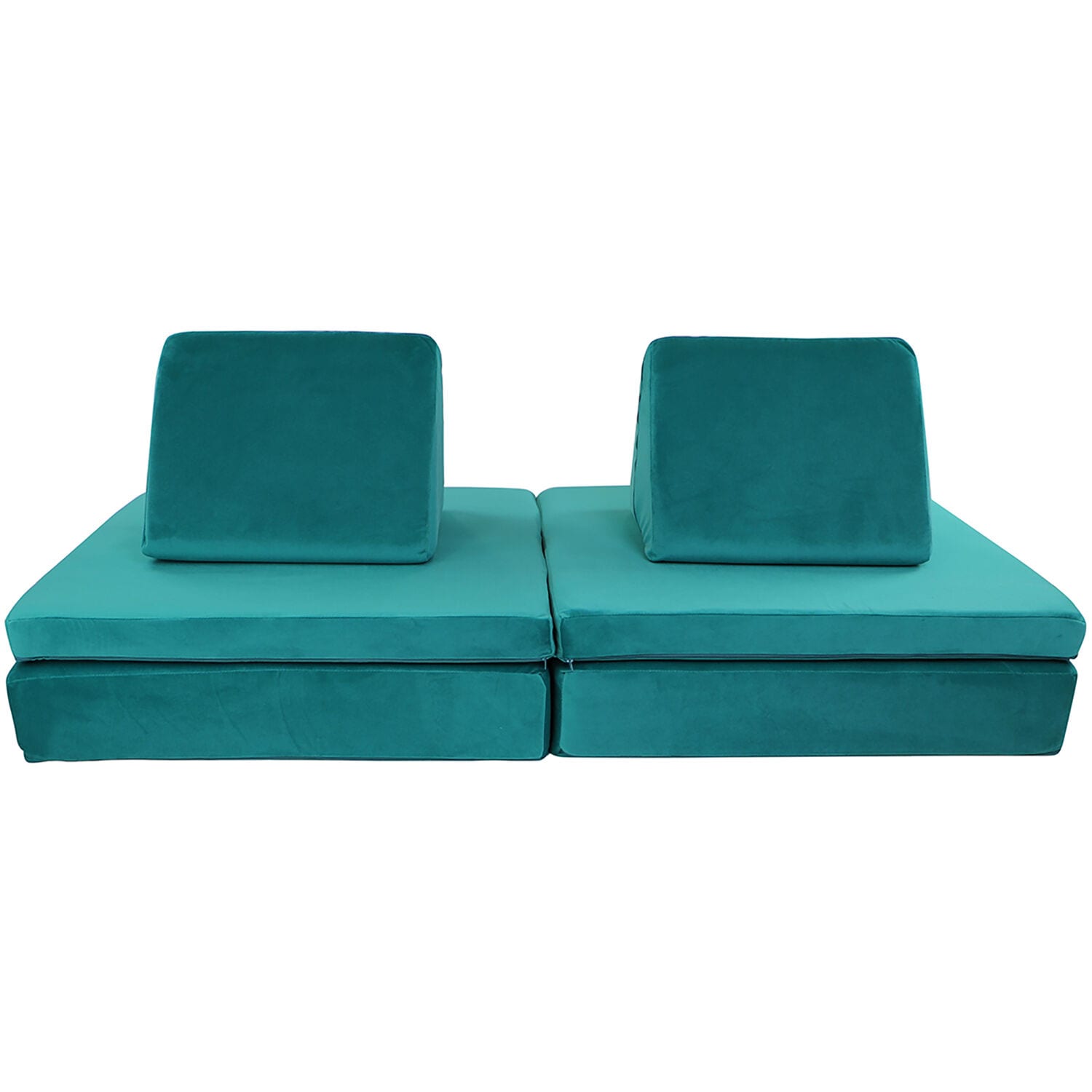 Critter Sitters CSLILLOUNGER-TURQ Play Couch with 2 Foldable Base Cushions 13.000-Inches Turquoise Upholstered Stackable Kids Accent Chair