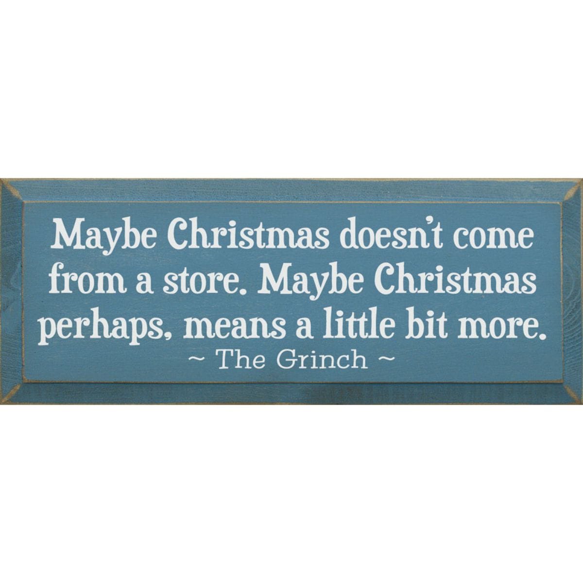 Slickblue 7 Inch x 18 Inch Solid Wood Maybe Christmas Doesnt Come From A Store Holiday Quote Wall Sign with Natural Knots for Living Room Entryway - Multiple Color Options