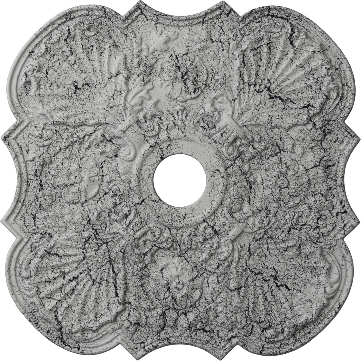 Ekena Millwork CM29FWUWC Flower 29-in W x 29-in L Painted Ultra Pure White Crackle Polyurethane Whole Ceiling Medallion