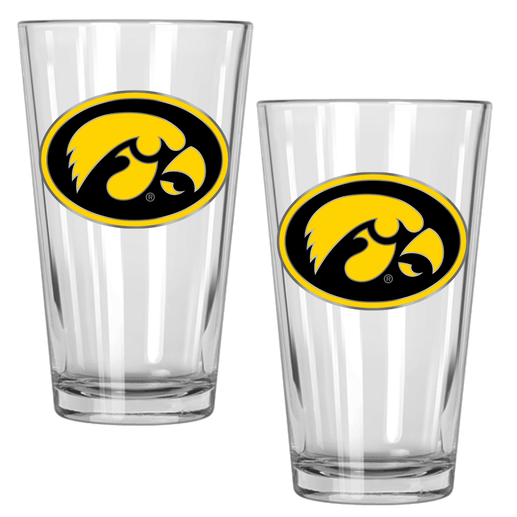 GREAT AMERICAN GSHSET2307-4 Iowa Hawkeyes 15-fl oz Glass Multi Colored-Pint Set of: 2