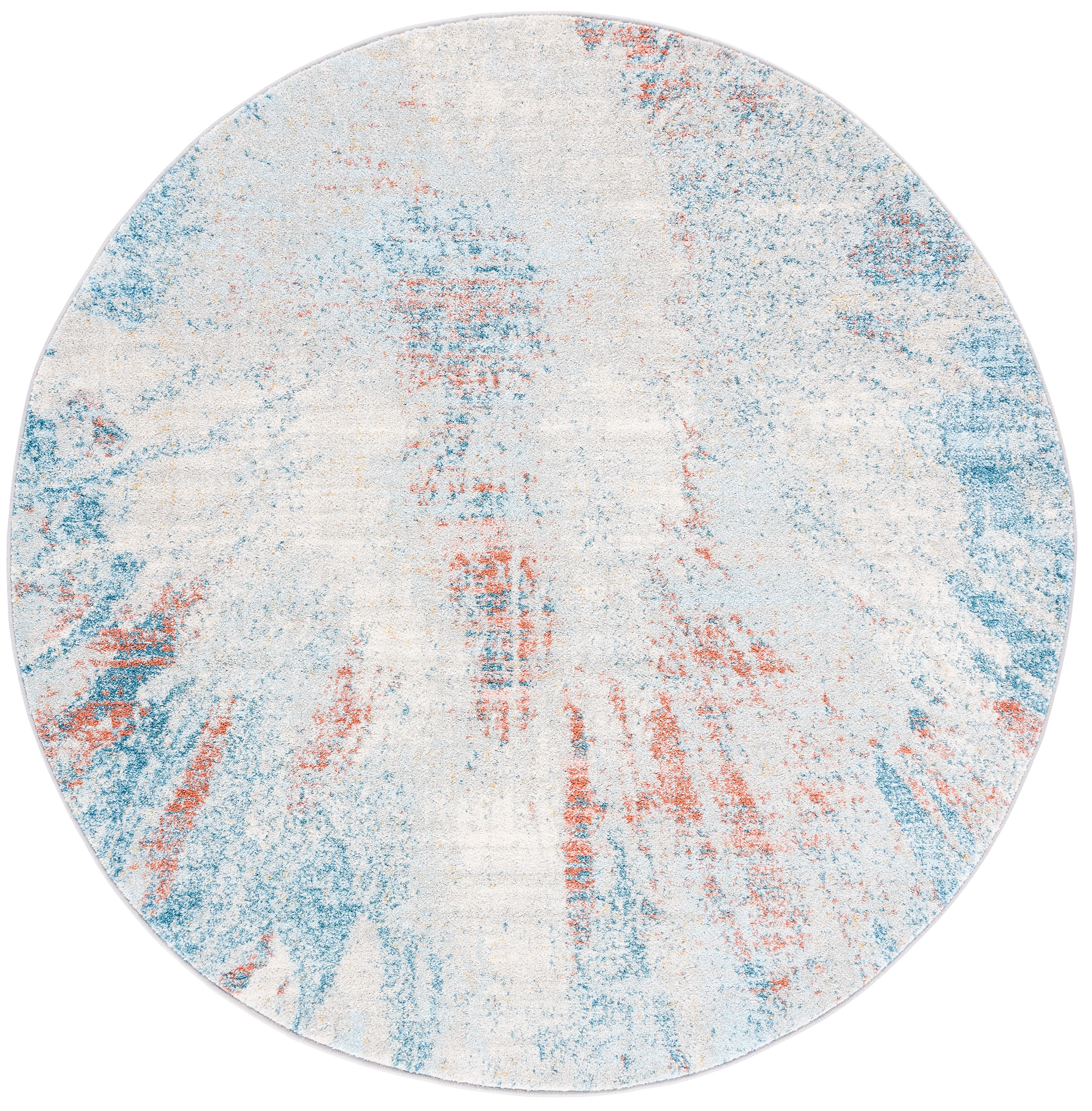 Safavieh TUL228M-7R Tulum Avdotja 7 x 7 (ft) Loomed Polypropylene Blue/Pink Round Indoor Distressed/Overdyed Bohemian/Eclectic Area rug