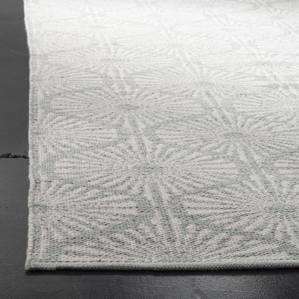 Montauk Light Green and Ivory Geometric Wool Area Rug 8' x 10'
