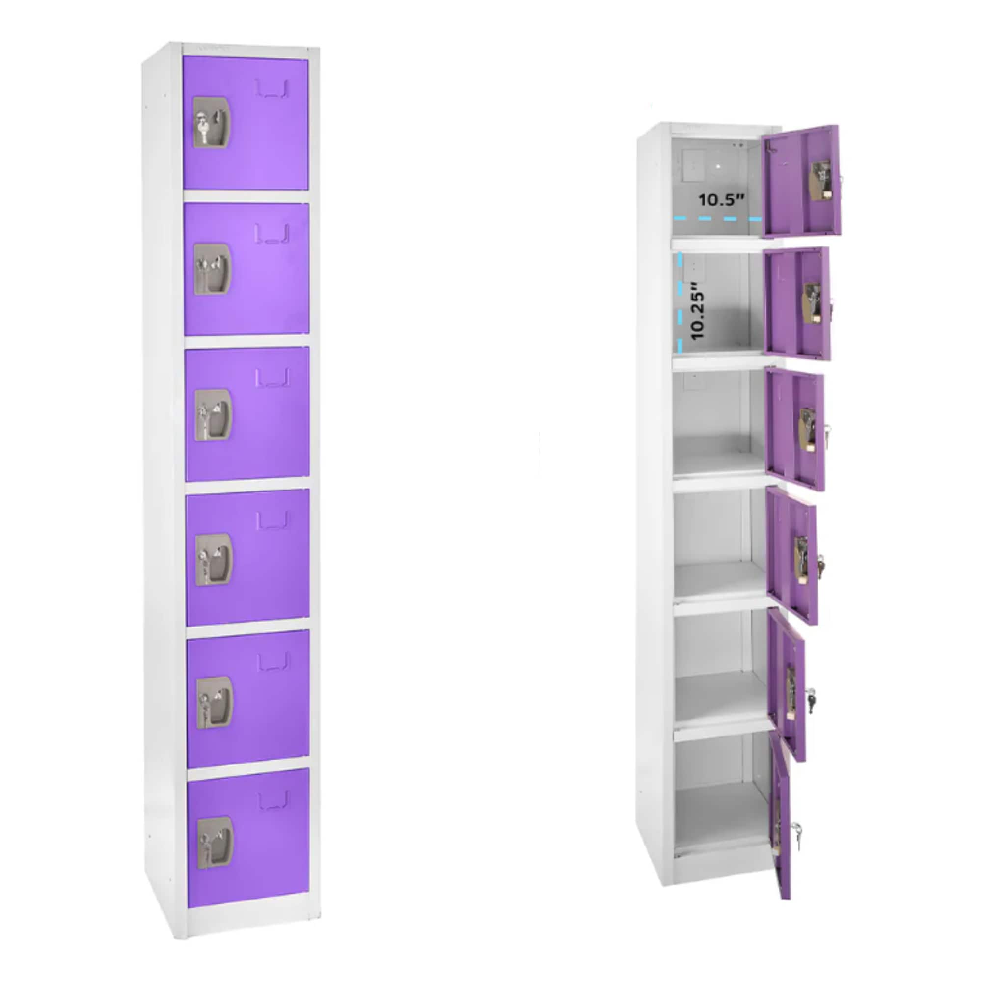 12'' Wide Purple Steel 6-Tier Office Locker