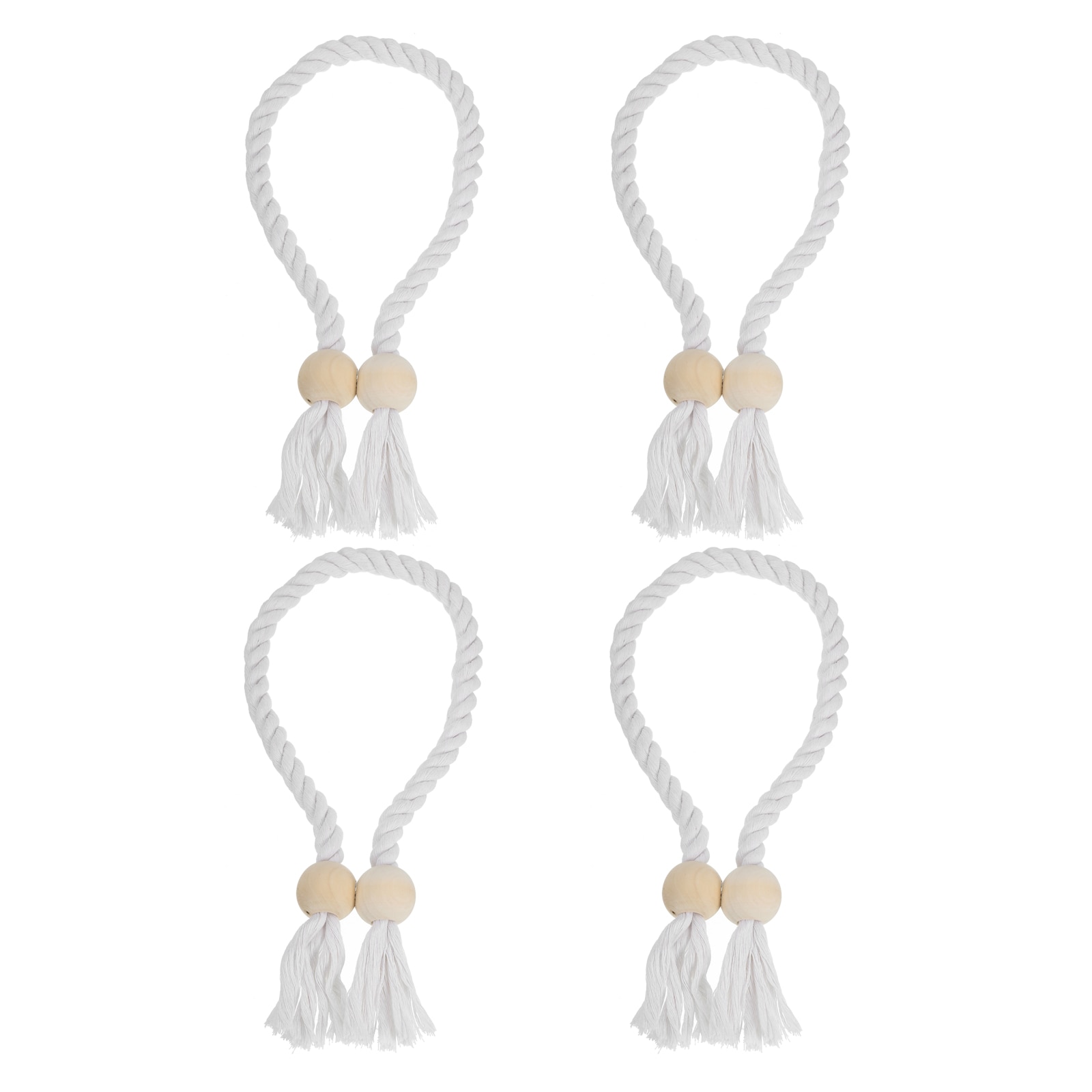 Unique Bargains - 4pcs Magnetic Curtain Tiebacks 55cm/21.65inch Curtain Holdbacks with Wooden Bal...