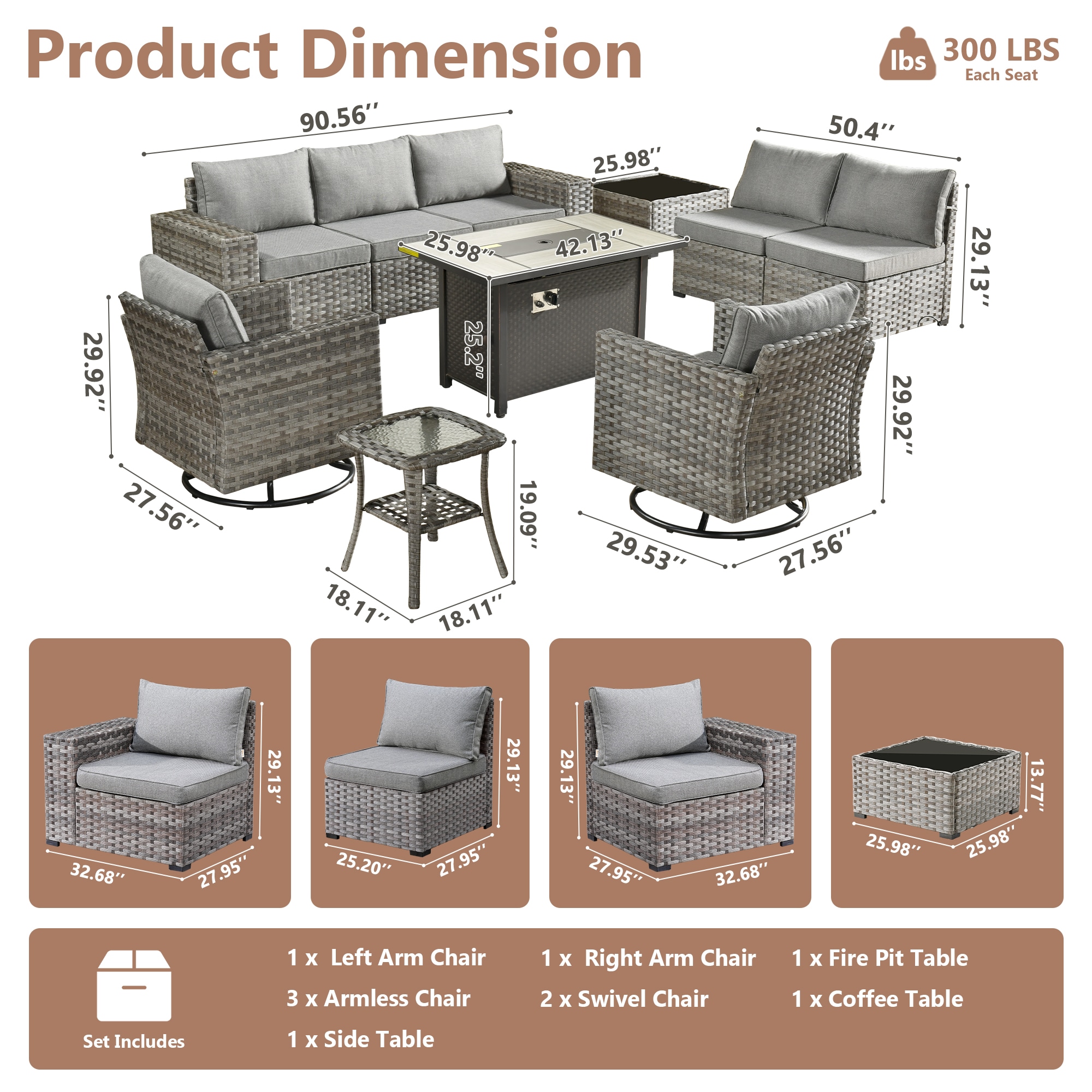 Pouuin SFPYZBBR2-10 Patio-Sofas-Daybeds - View #11