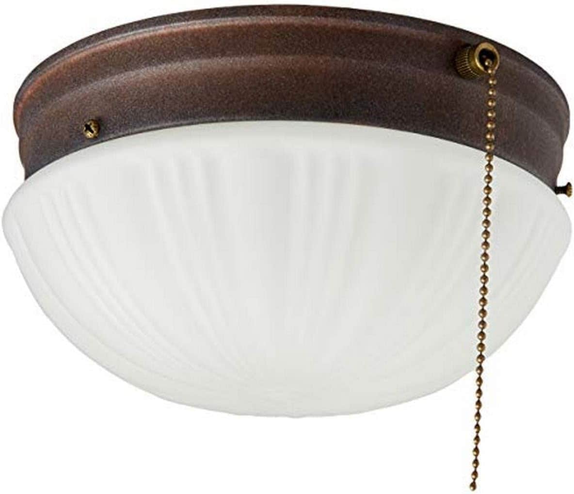 Slagawa  Frosted Fluted Glass Two-Light Flush-Mount Ceiling Fixture with Pull Chain 8.75 Inch Diameter