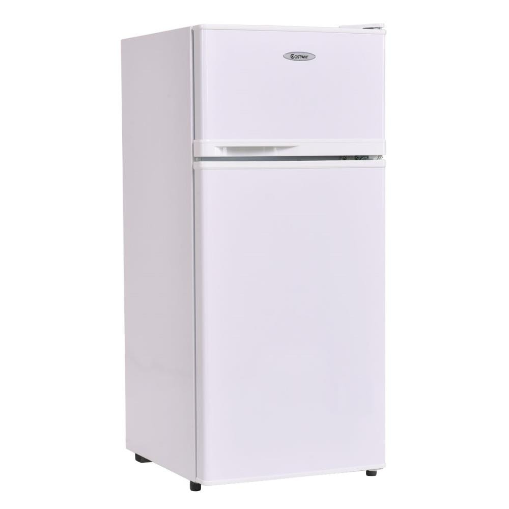 Costway 2 Doors 3.4 cu ft. Unit Compact Mini Refrigerator Freezer Cooler, White