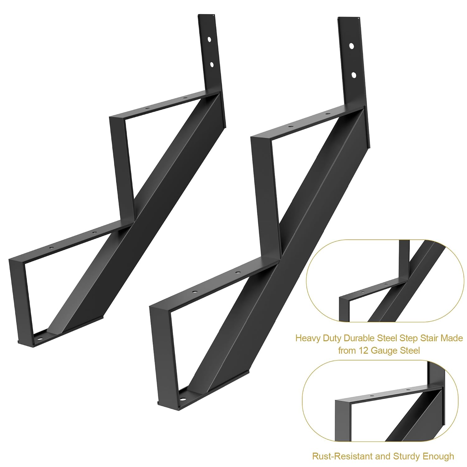GAOMON 2 Pack 4 Step Stair Stringer Kit Heavy Duty Steel 3000 lbs Load ...
