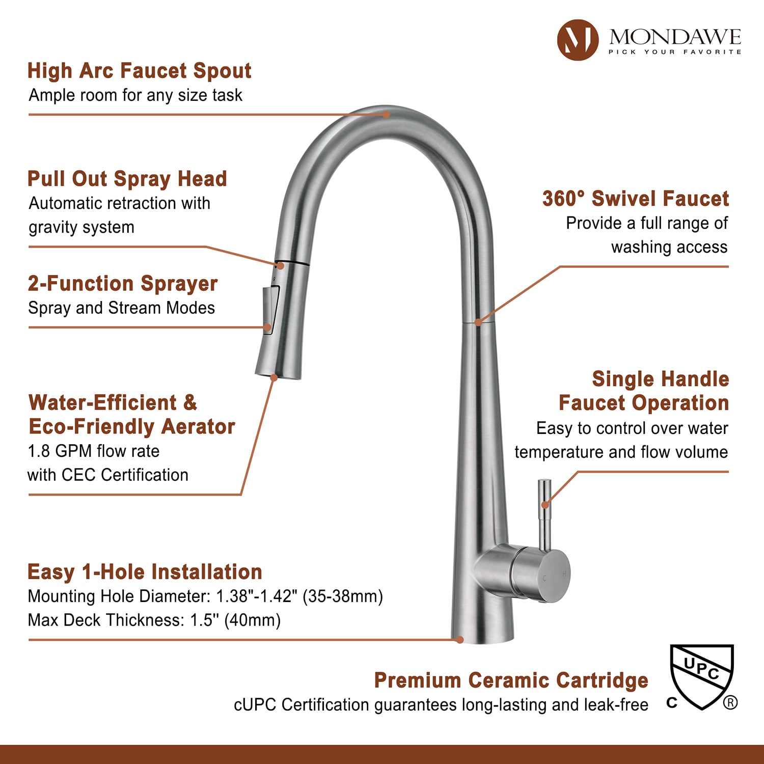 Mondawe MO-DT406NS Kitchen-Faucets - View #4