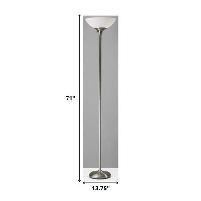 Tailored Satin Steel Metal Torchiere With Bright Illumination Tailored Satin Steel Metal Torchiere With Bright Illumination