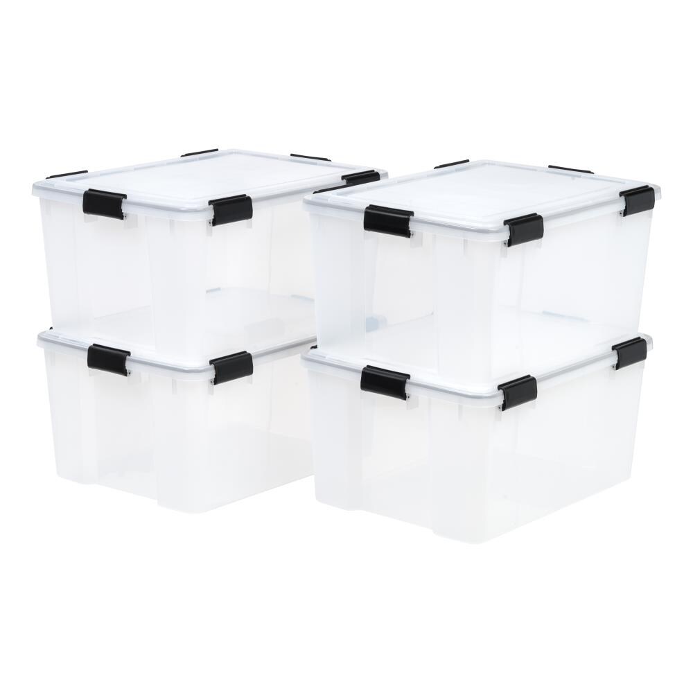 IRIS Weather Tight X-large 25.75-Gallons (103-Quart) Clear Weatherproof  Rolling Tote with Latching Lid