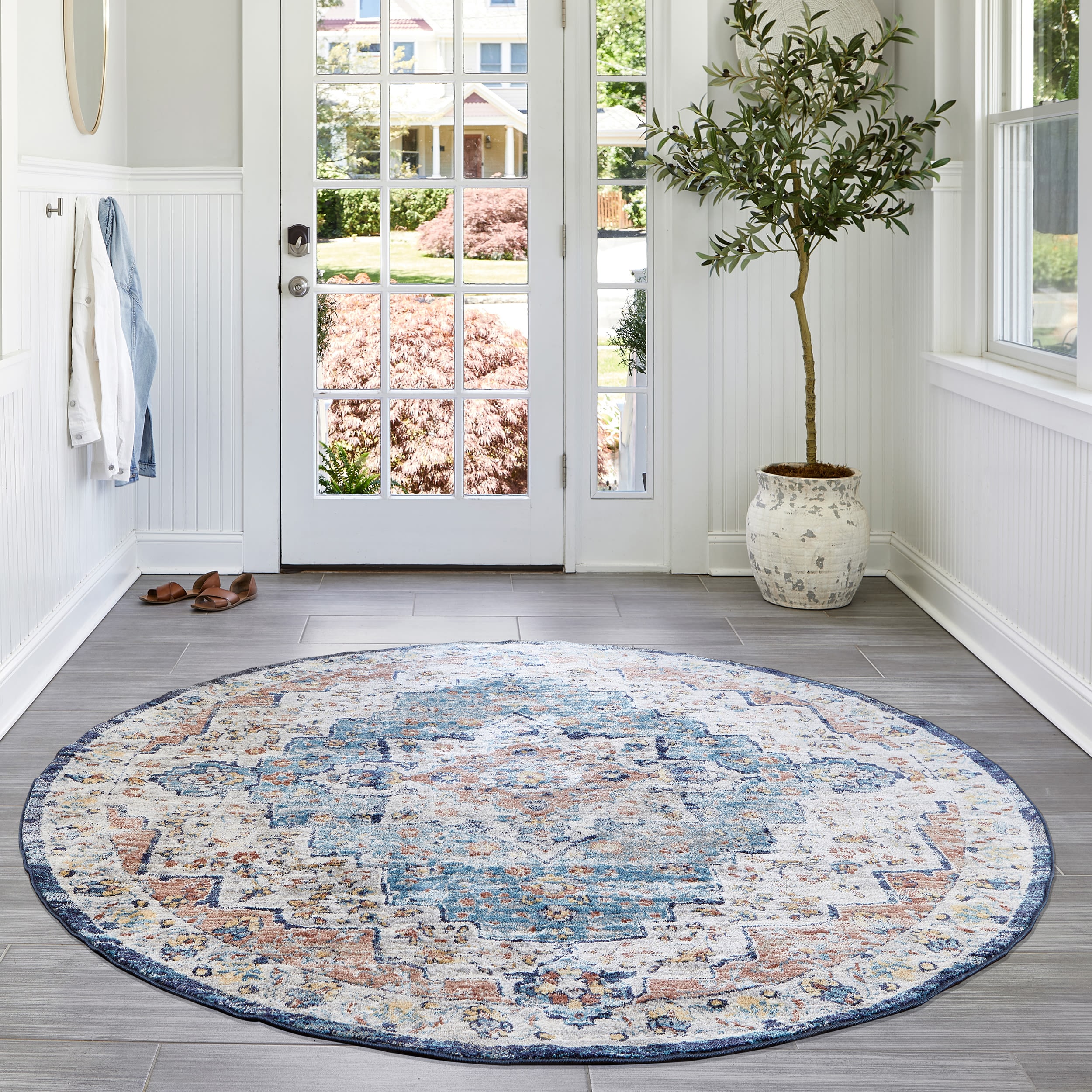nuLOOM Sawyer x Round Indoor Floral/Botanical Vintage Area Rug in the  Rugs department at