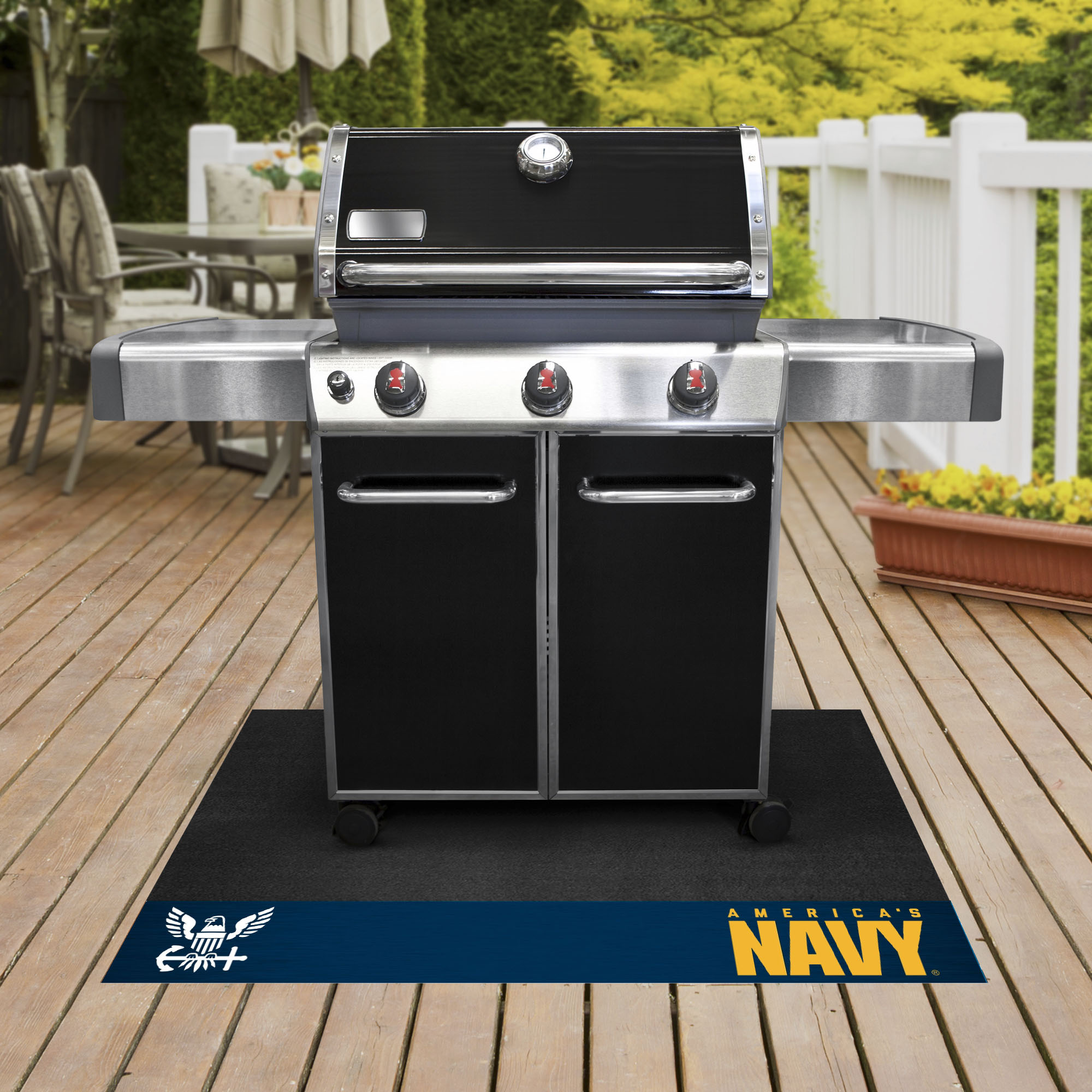 FANMATS 15699 Grill Mat Black Vinyl Rectangular Grill Mat