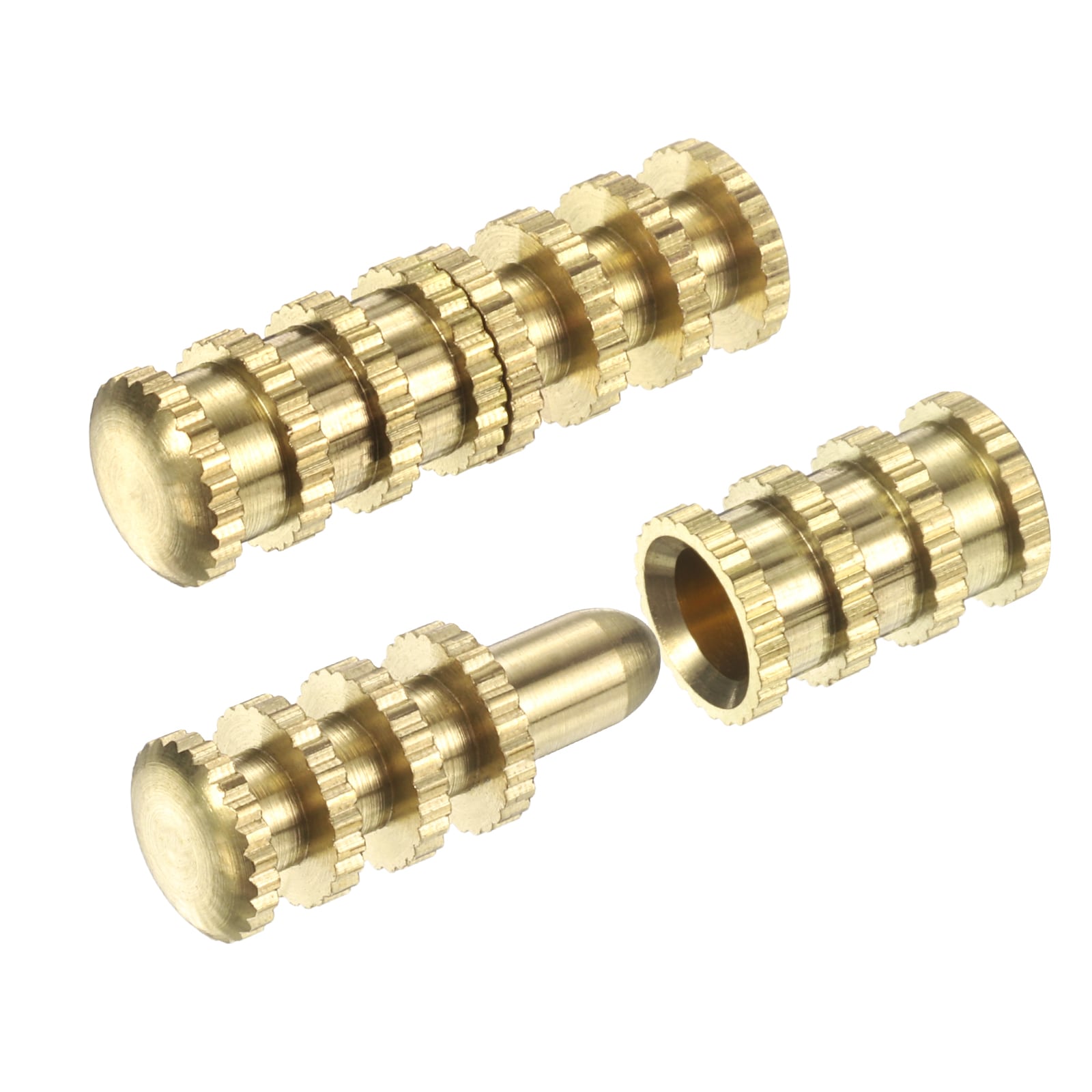 PATIKIL Table Leaf Dowel Pin 8x30mm 10pcs Brass Table Bolt Sleeve Connectors Top Leaf Alignment Pins for Furniture Desk Golden