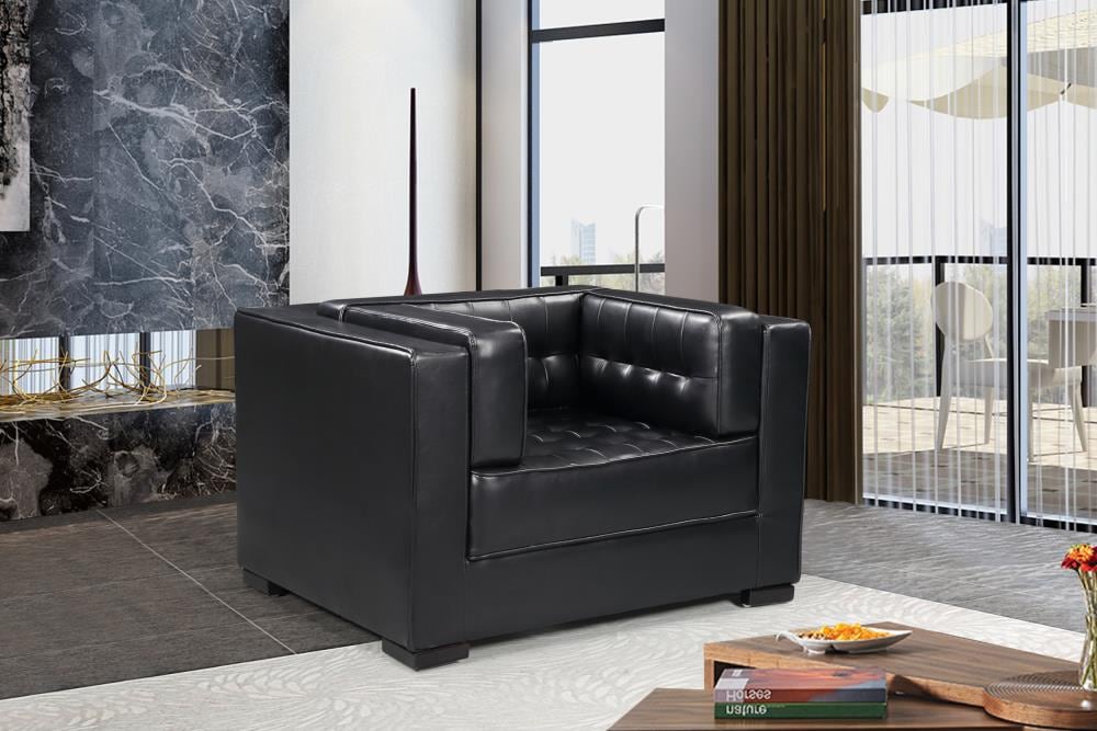 black faux leather club chair