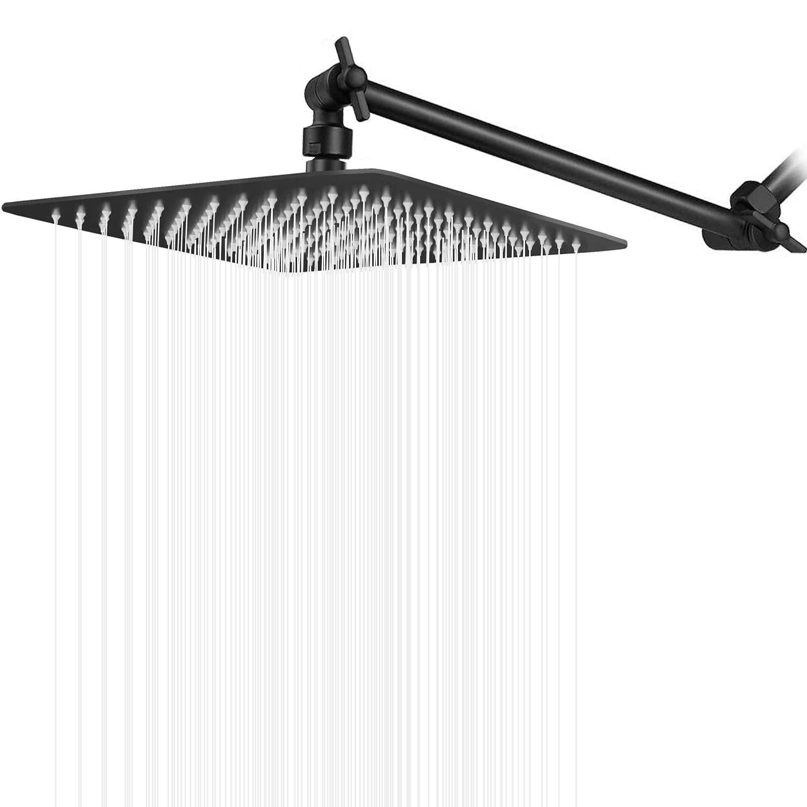 KIWDZFU  High Pressure Large Stainless Steel Square Rain ShowerHead With Shower Arm Waterfall Full Body Coverage Easy to Clean and Install 12