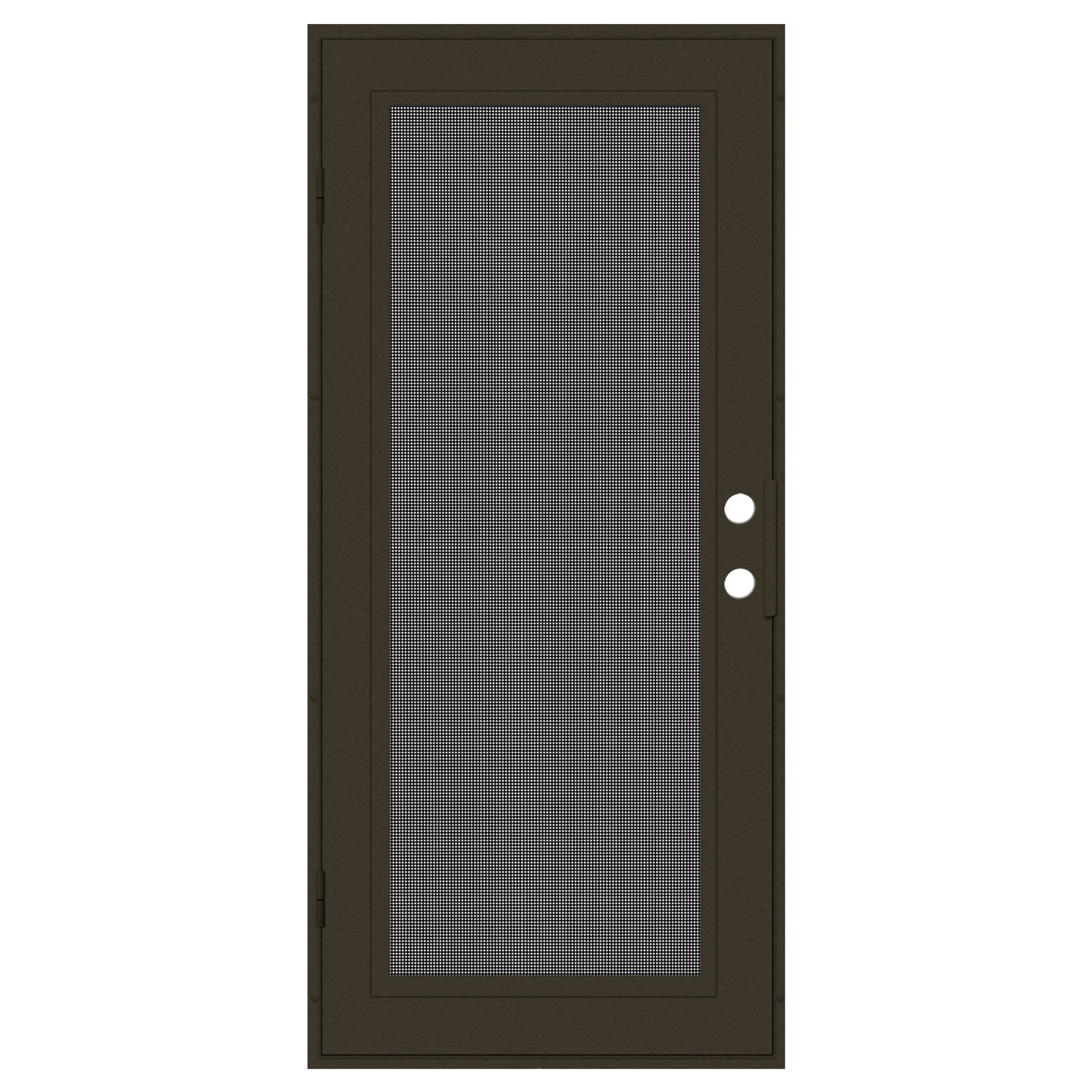 TITAN 3S0000CL2BZ00A Premium Aluminum Security Door 30-in x 80-in Bronze Aluminum Surface mount Right-hand outswing Security Door with Black Screen and Double bore