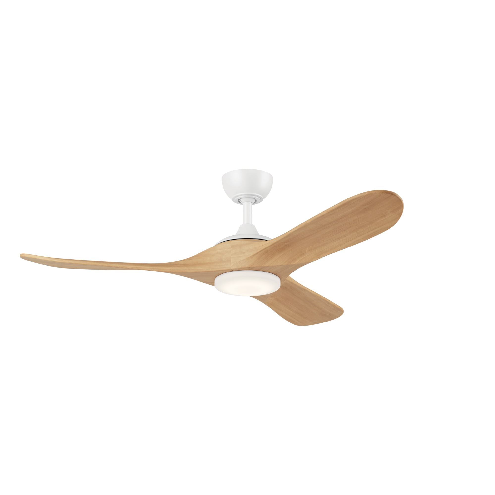 Kichler 310552MWH Mylo 52-in Color-Changing Integrated LED Outdoor Matte White with White Maple Blades Ceiling Fan With Light - Remote Included ( 3 -Blade )